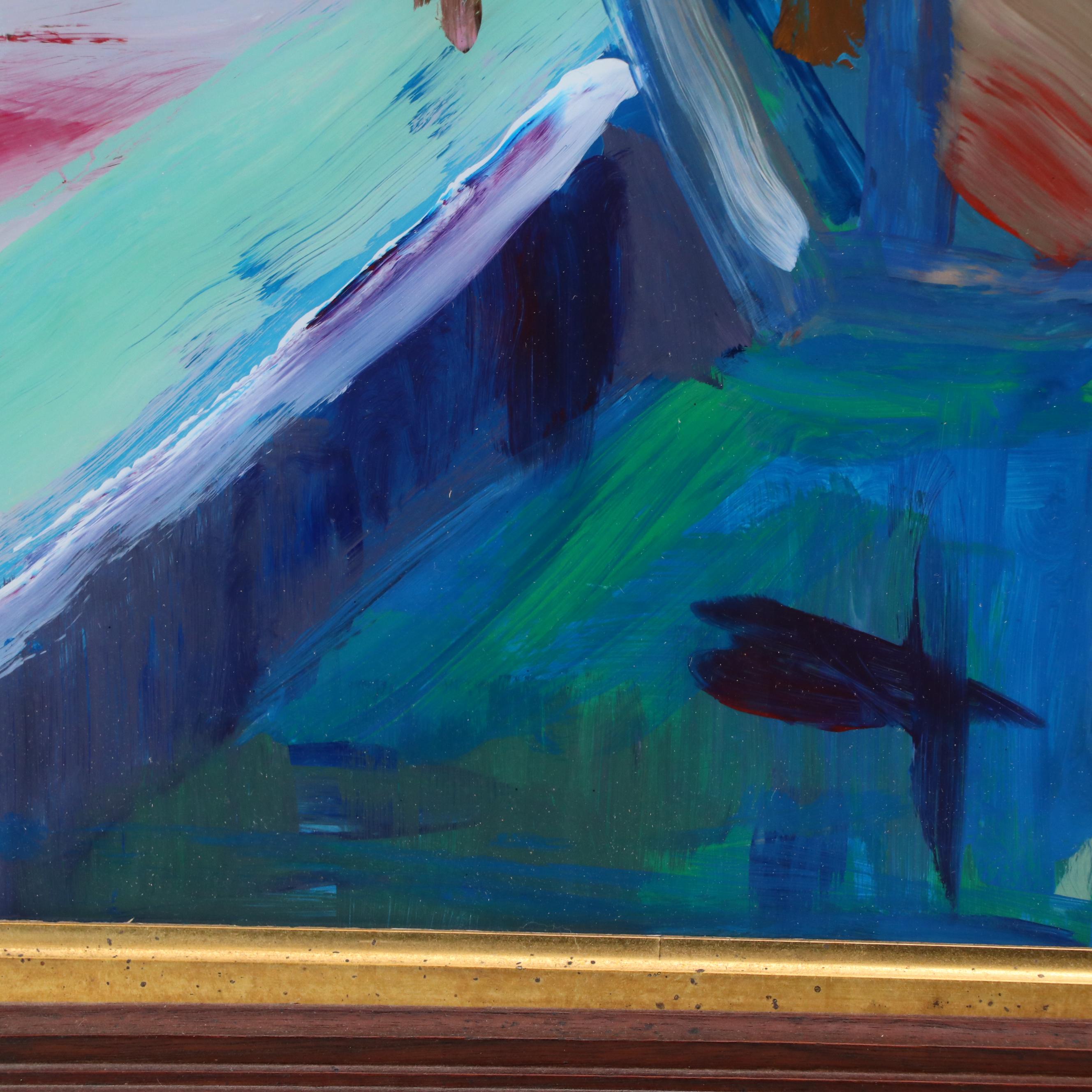 Konrad Juestel Modernist Geometric Oil Painting, 1976