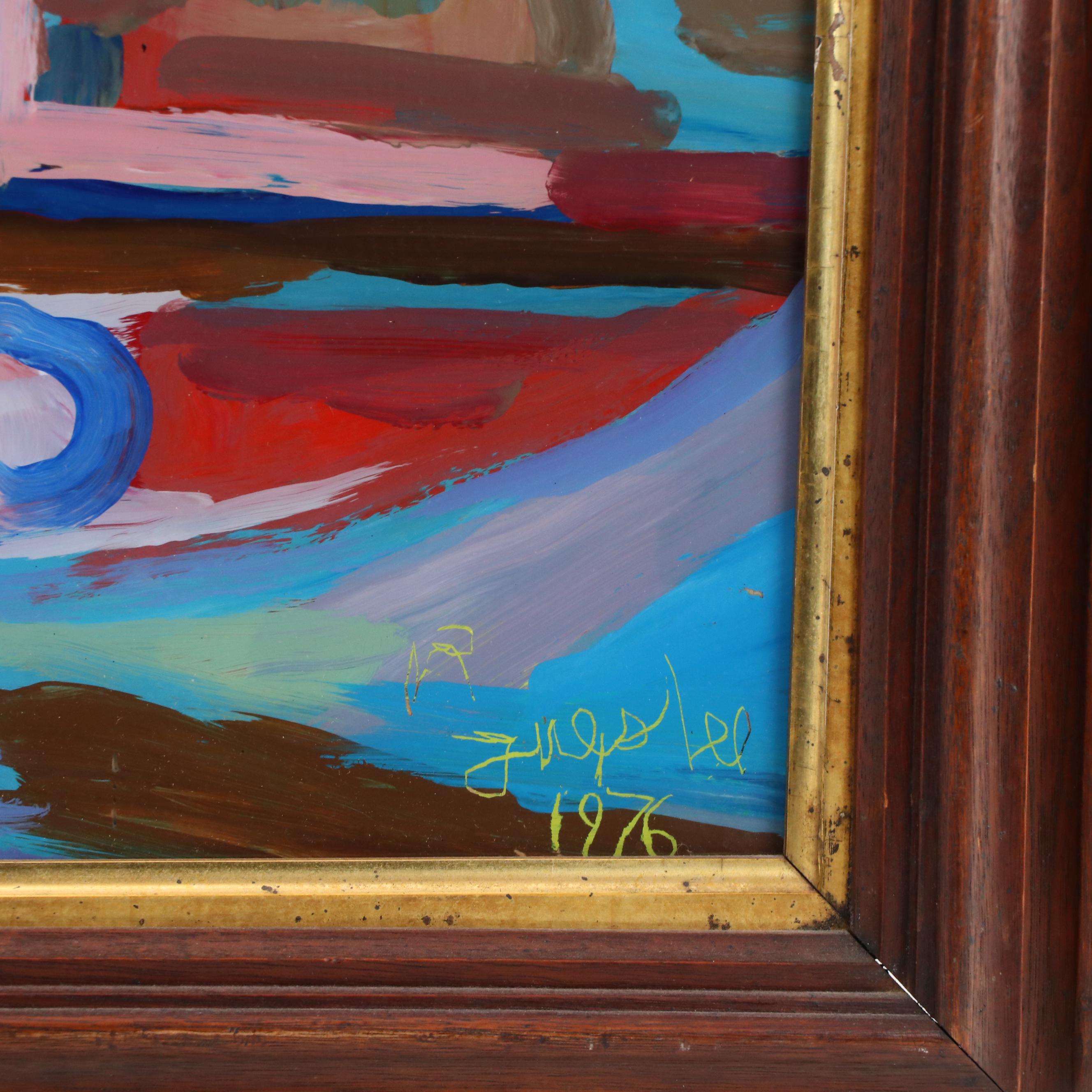 Konrad Juestel Modernist Geometric Oil Painting, 1976