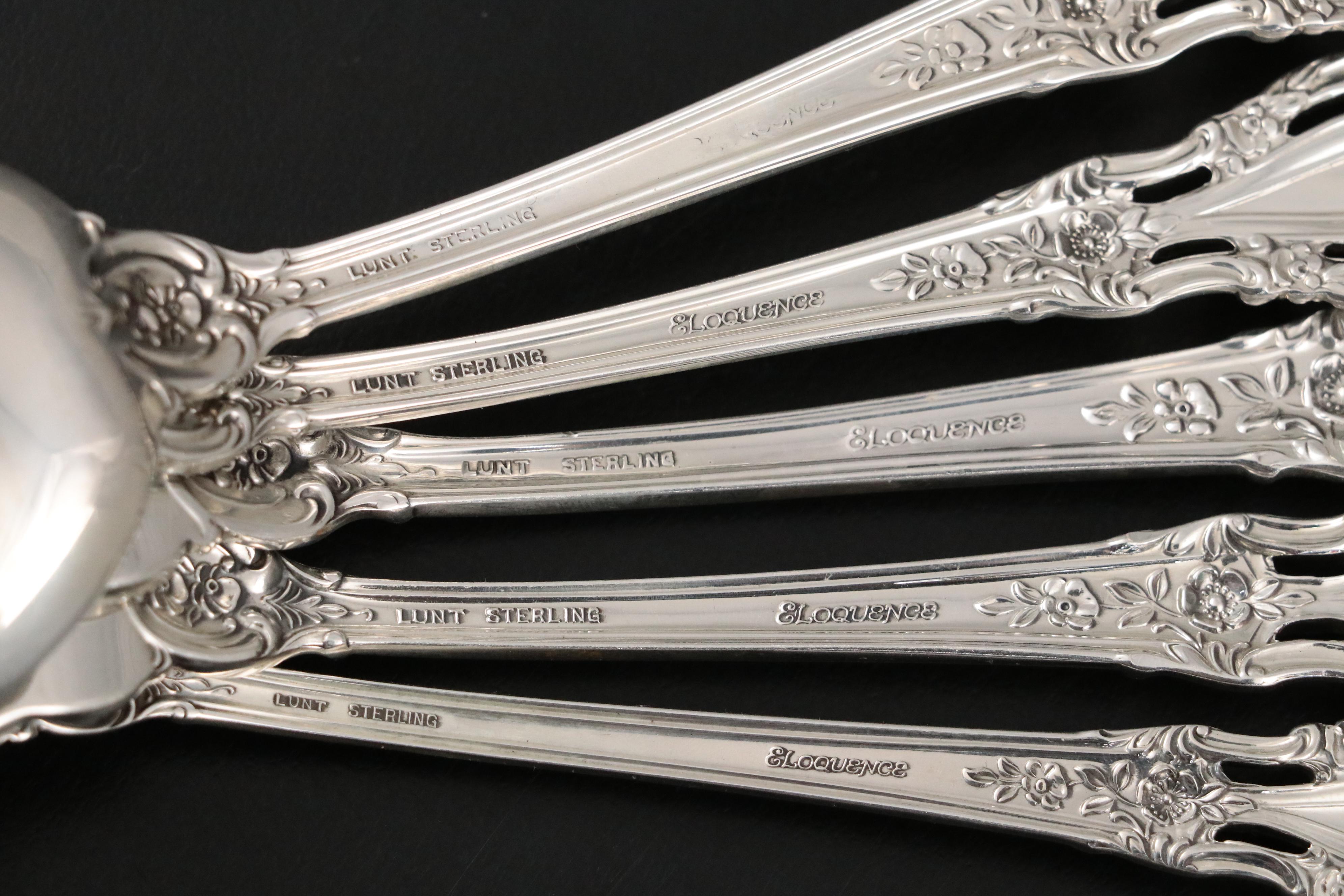 Lunt "Eloquence" Sterling Silver Flatware, Mid to Late 20th C.