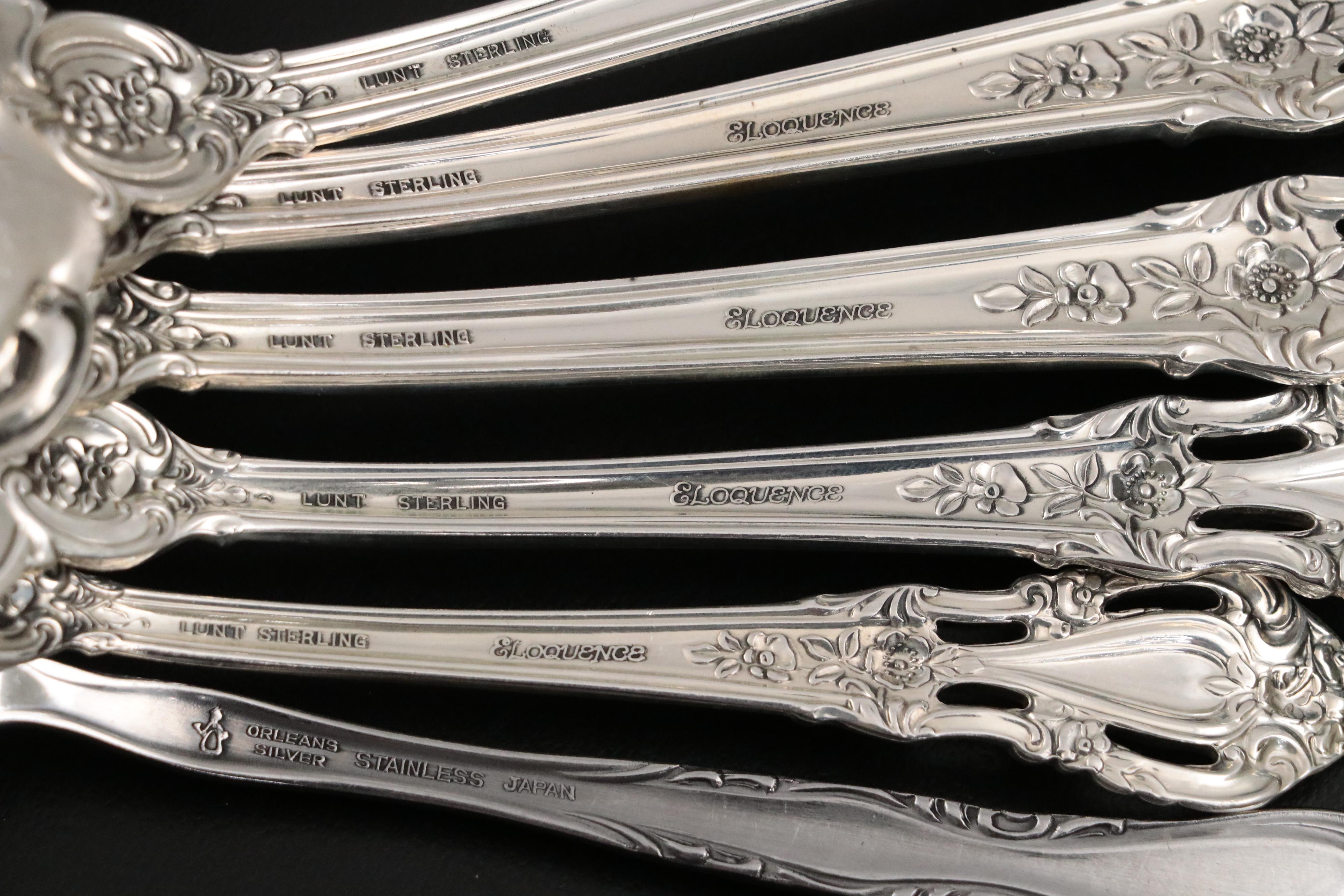 Lunt "Eloquence" Sterling Silver Flatware, Mid to Late 20th C.