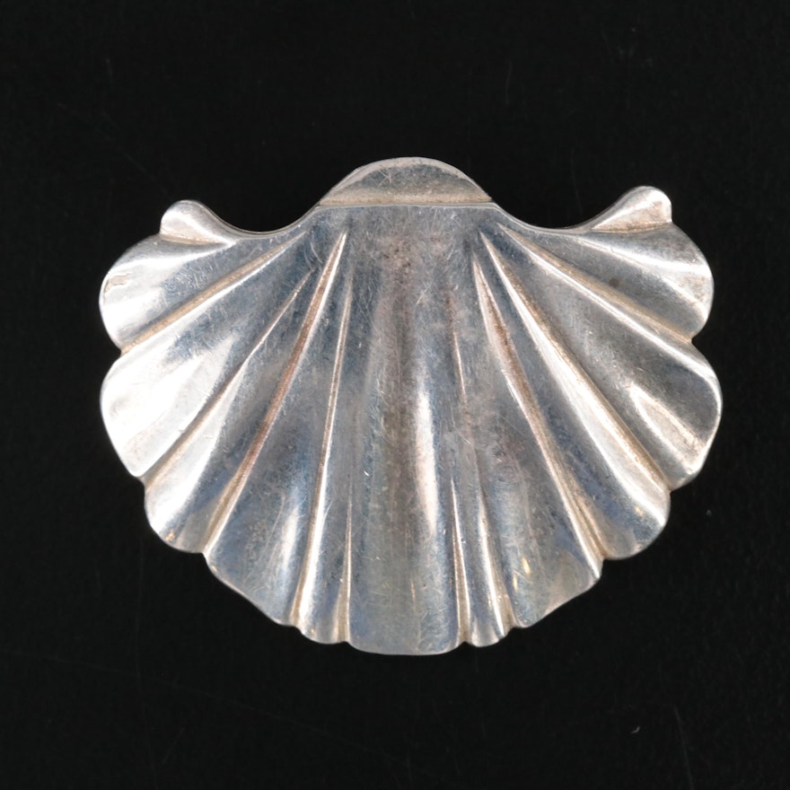 Sterling Seashell Converter Brooch