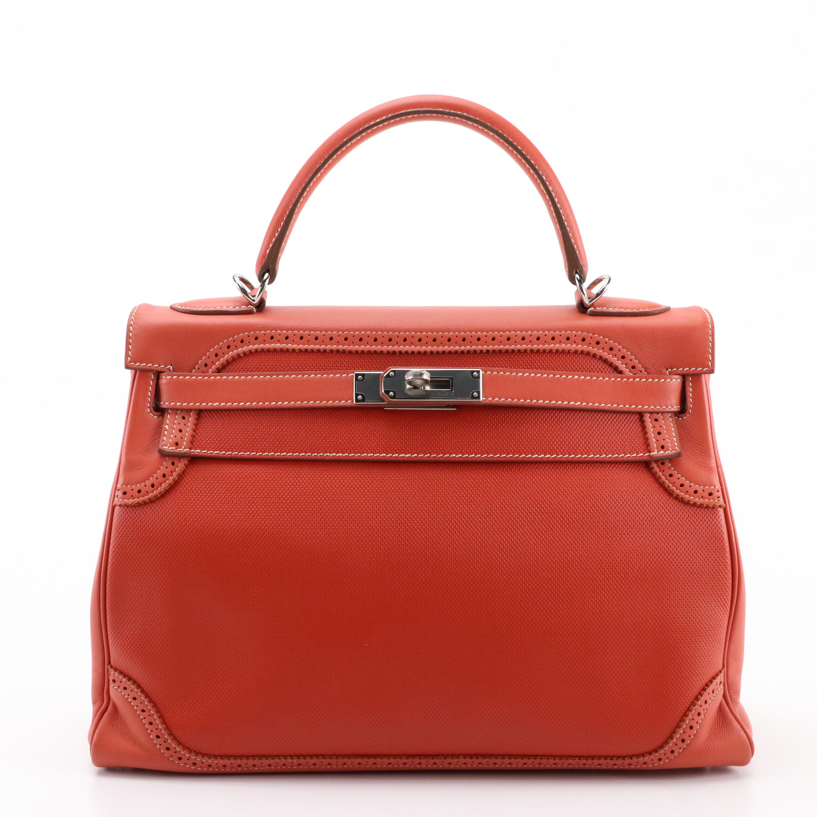 Hermès Kelly Retourné Ghillies 32 in Sanguine Grain d'H and Swift Leather