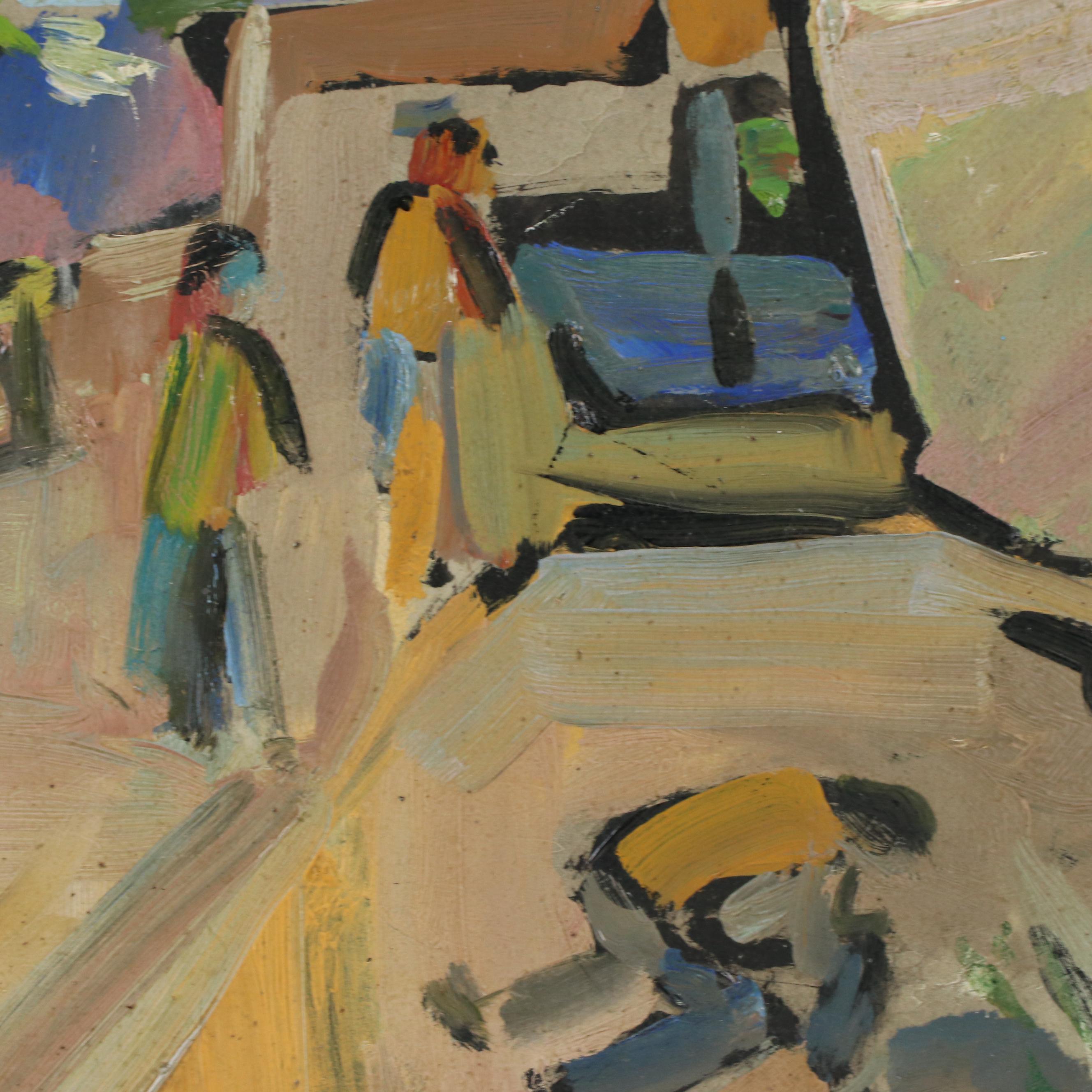 Konrad Juestel Modernist Landscape Oil Painting, 1971