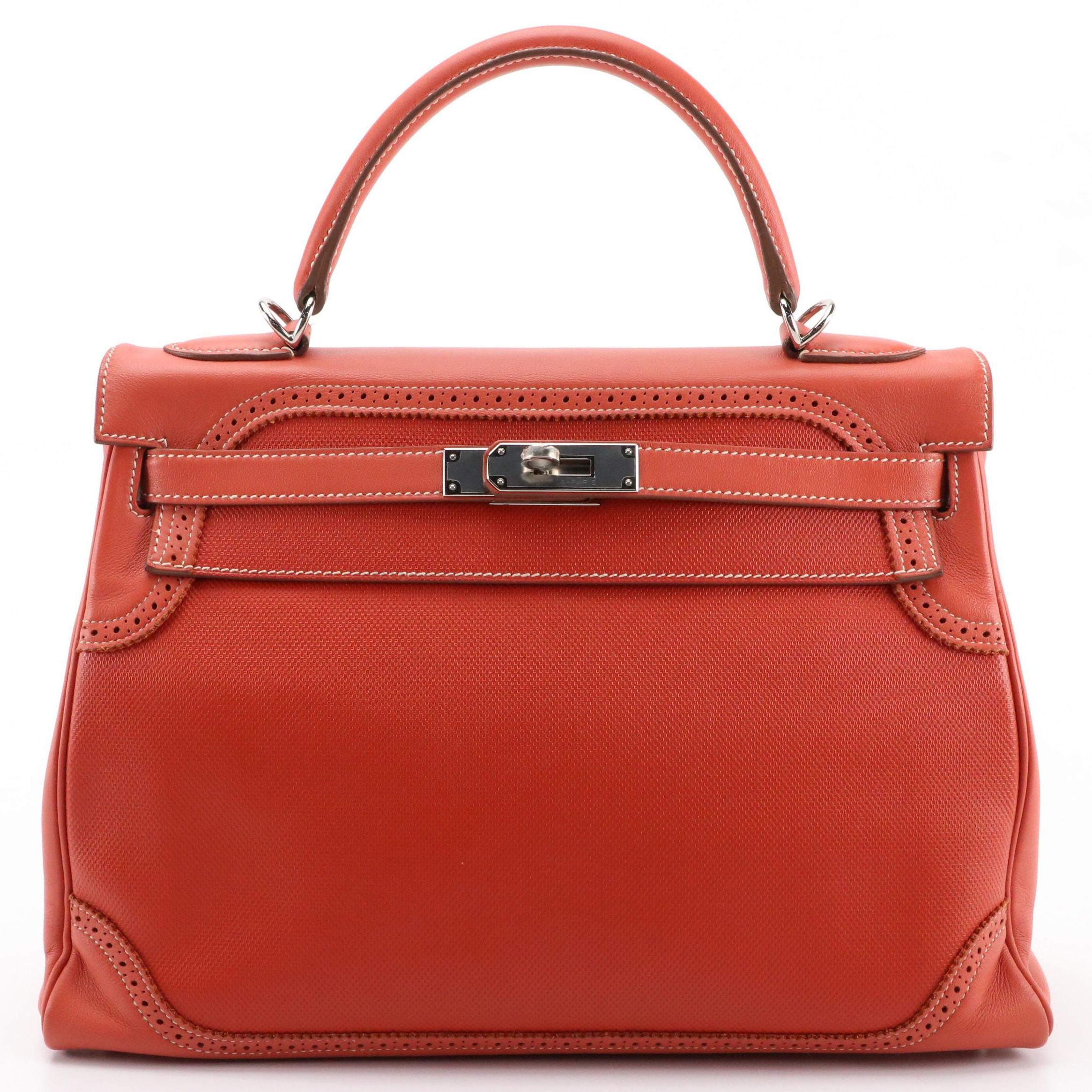 Hermès Kelly Retourné Ghillies 32 in Sanguine Grain d'H and Swift Leather