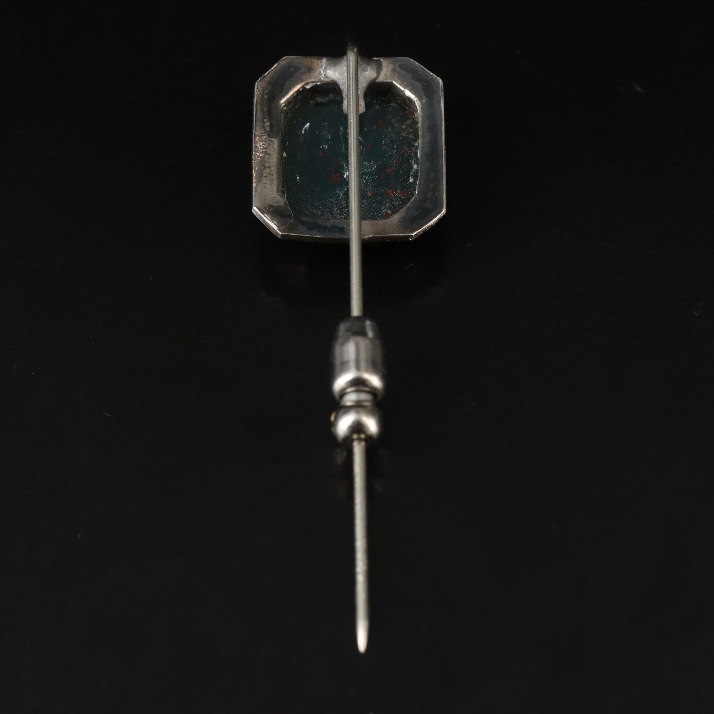Sterling Bloodstone Pendant and 900 Silver Pin