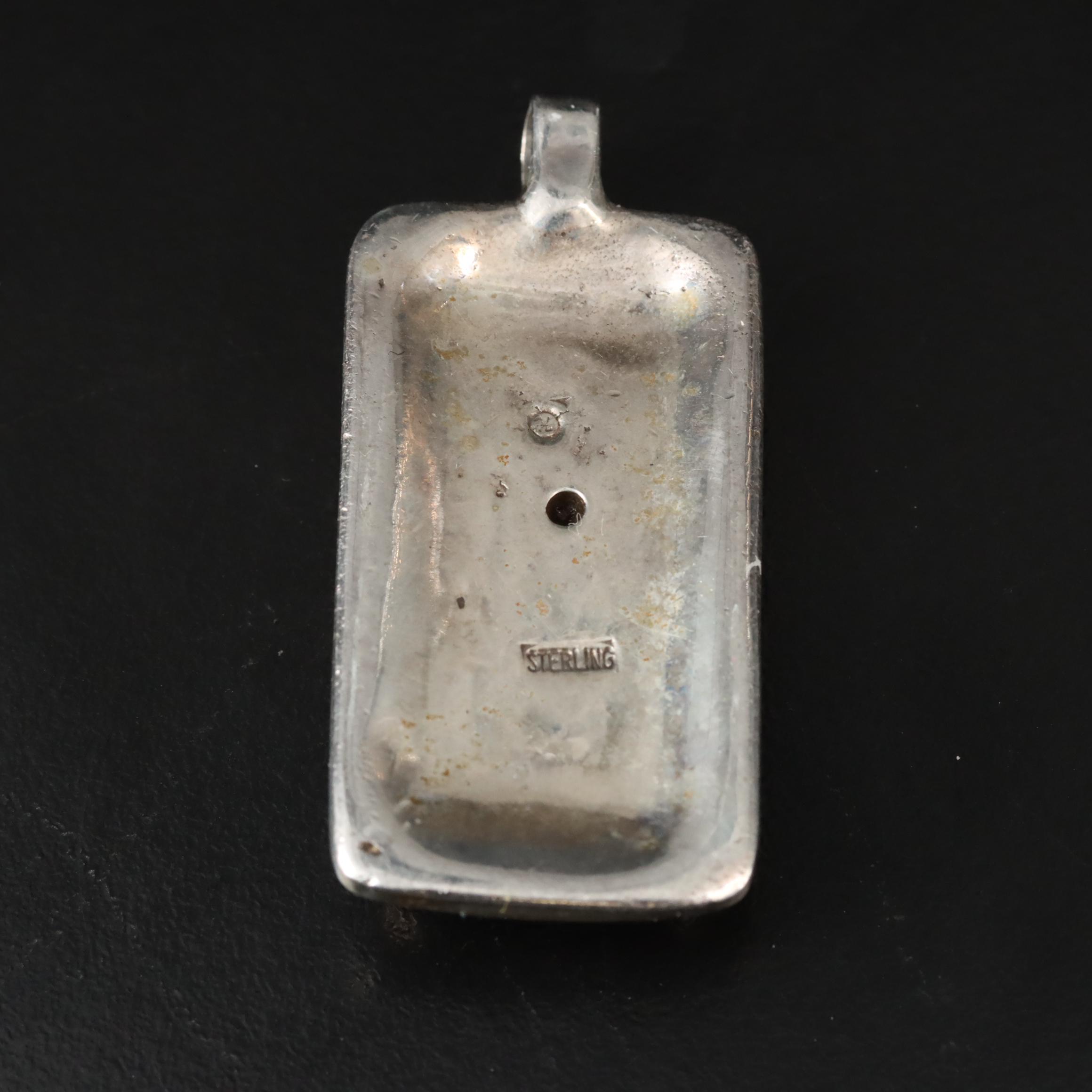 Sterling Bloodstone Pendant and 900 Silver Pin