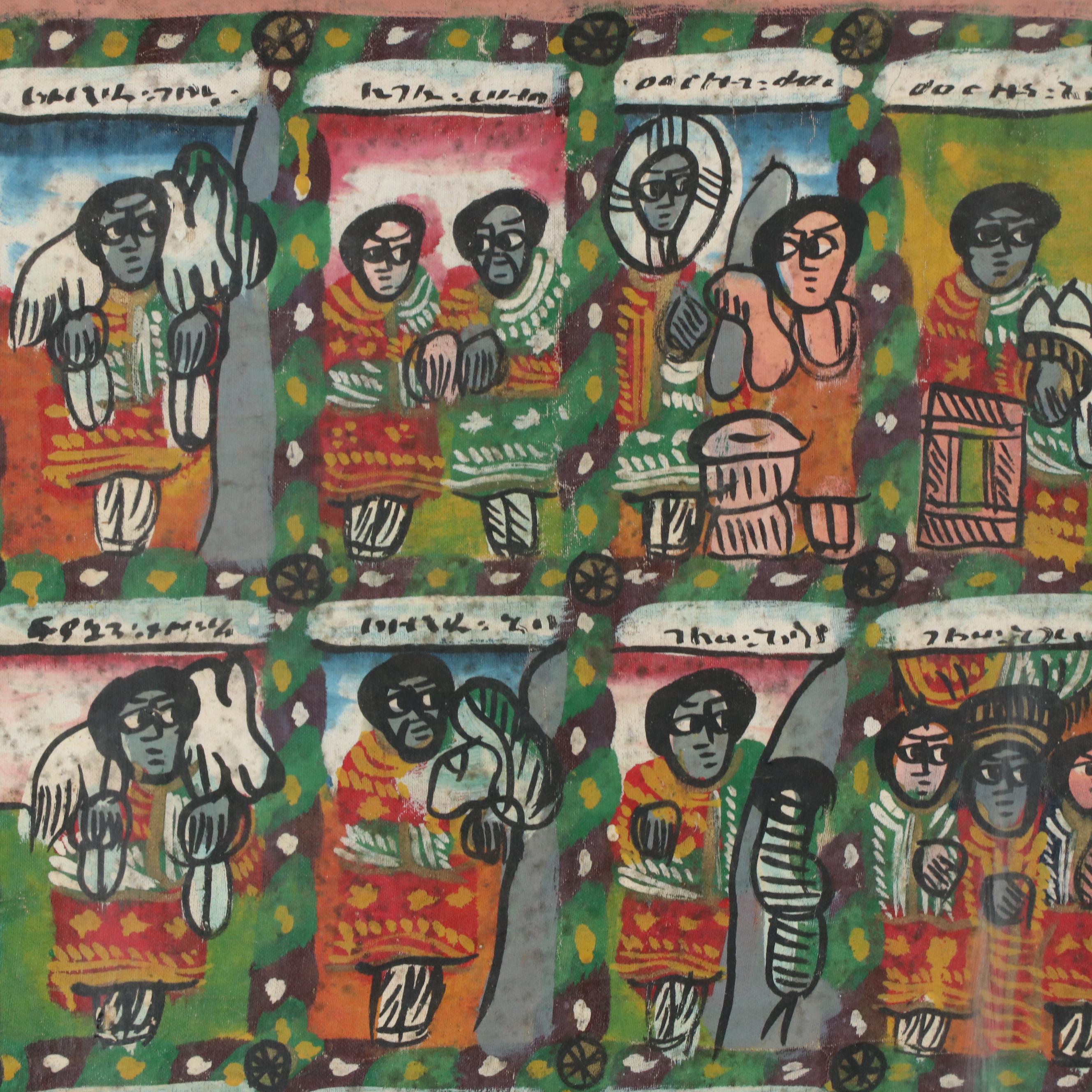 Narrative Figurative Acrylic Painting, Mid 20th Century
