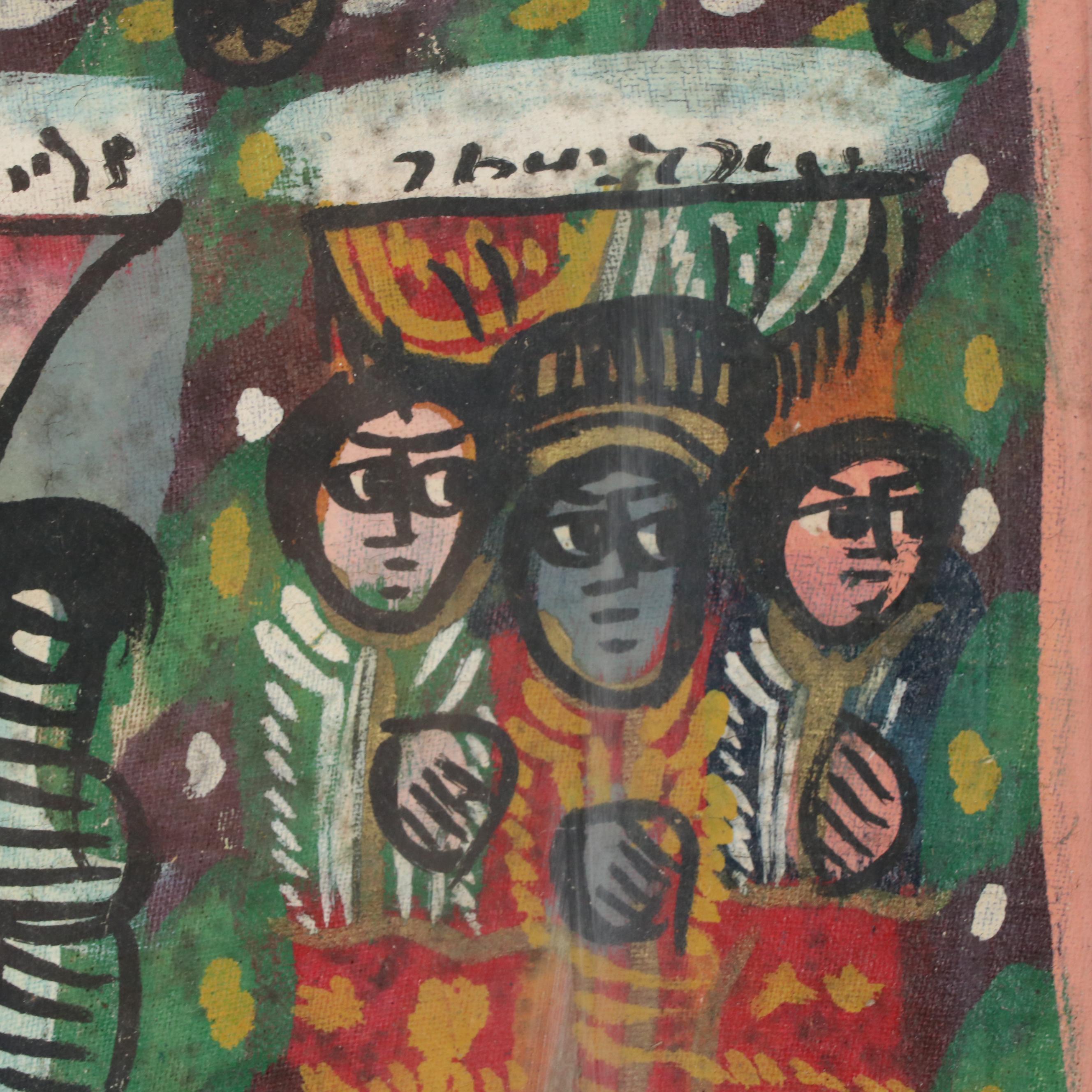 Narrative Figurative Acrylic Painting, Mid 20th Century