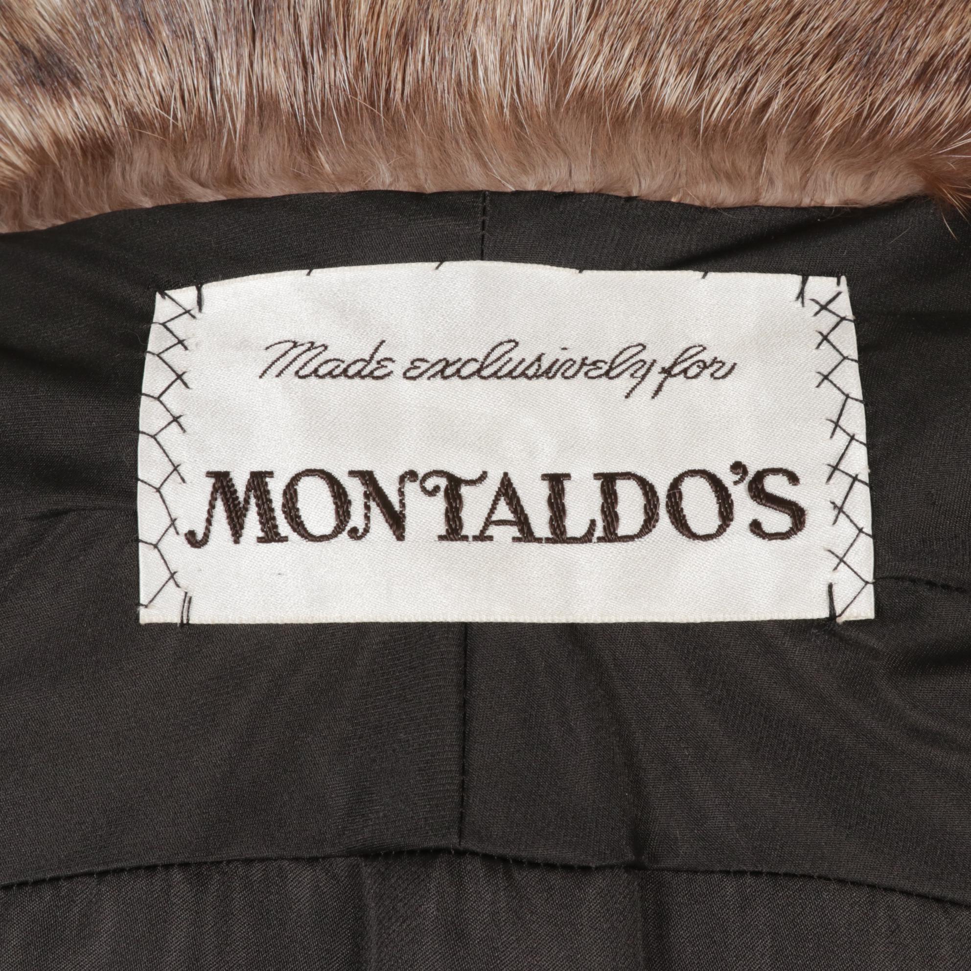 Montaldo's Chocolate Sheared Rabbit and Beaver Car Coat