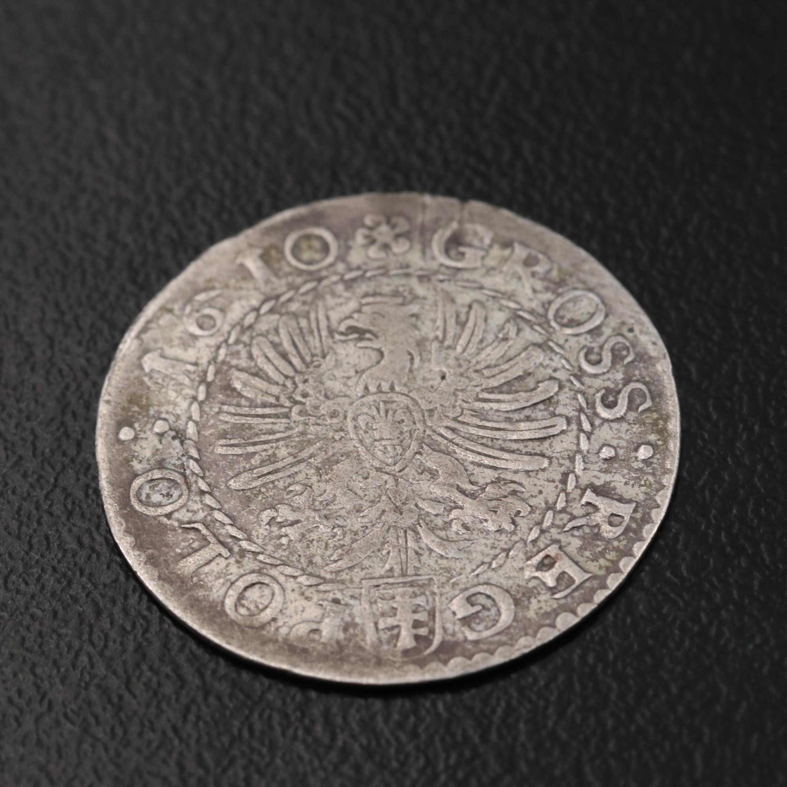1610 Poland Kingdom Silver 7 1/2-Groszy Coin of Sigismund III