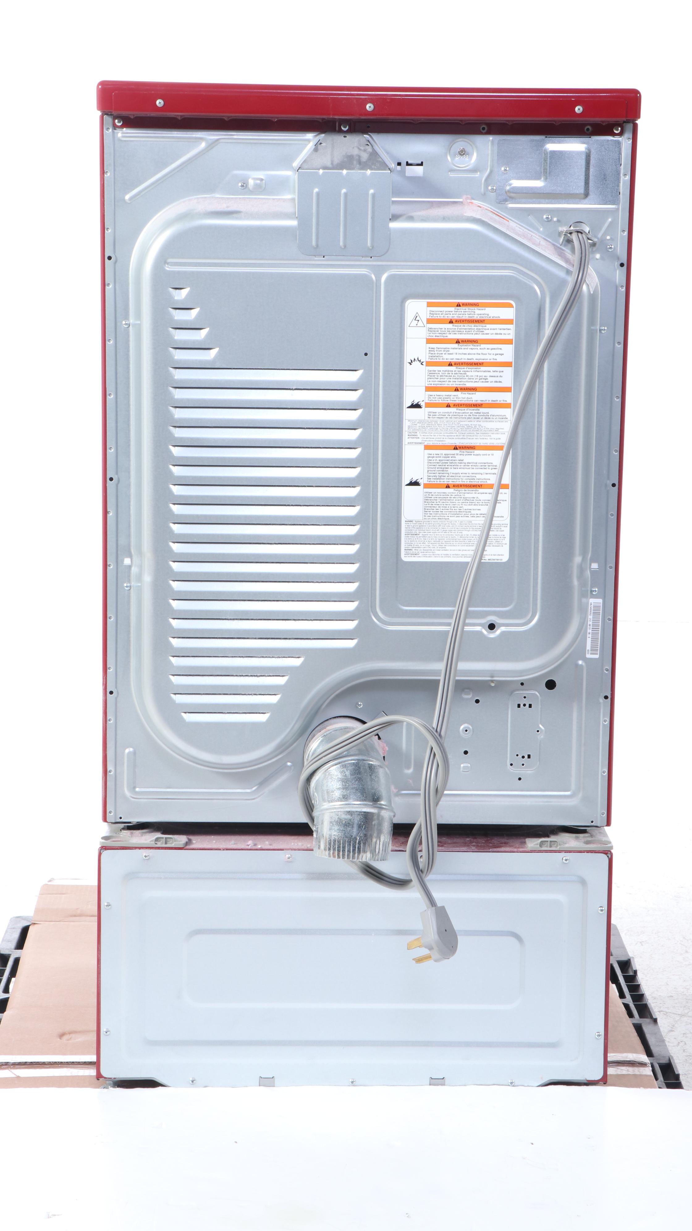 LG 7.3 Cu. Ft. Red Ultra Large Capacity SteamDryer™ with Sensor Dry and Pedestal