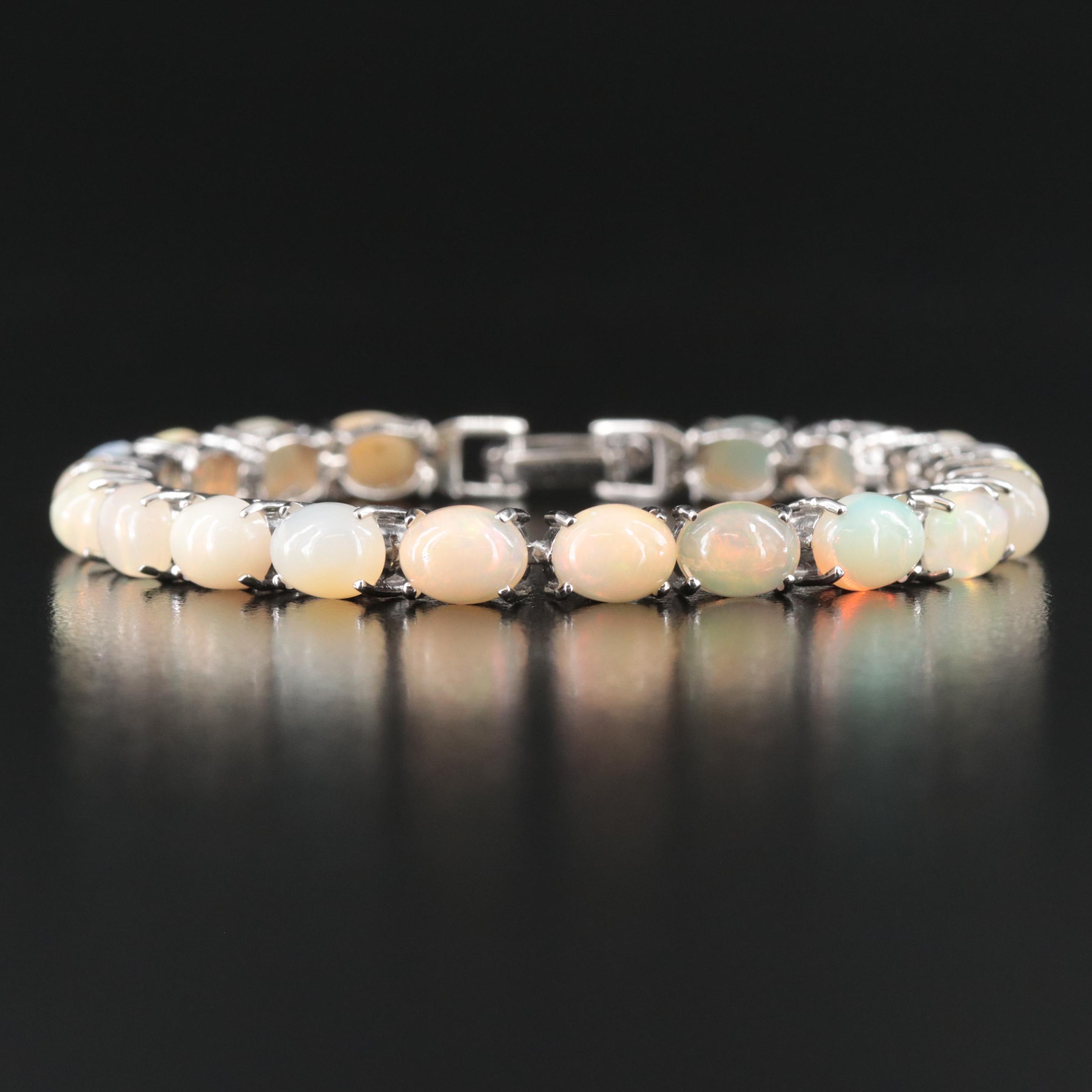 Sterling Opal Line Bracelet