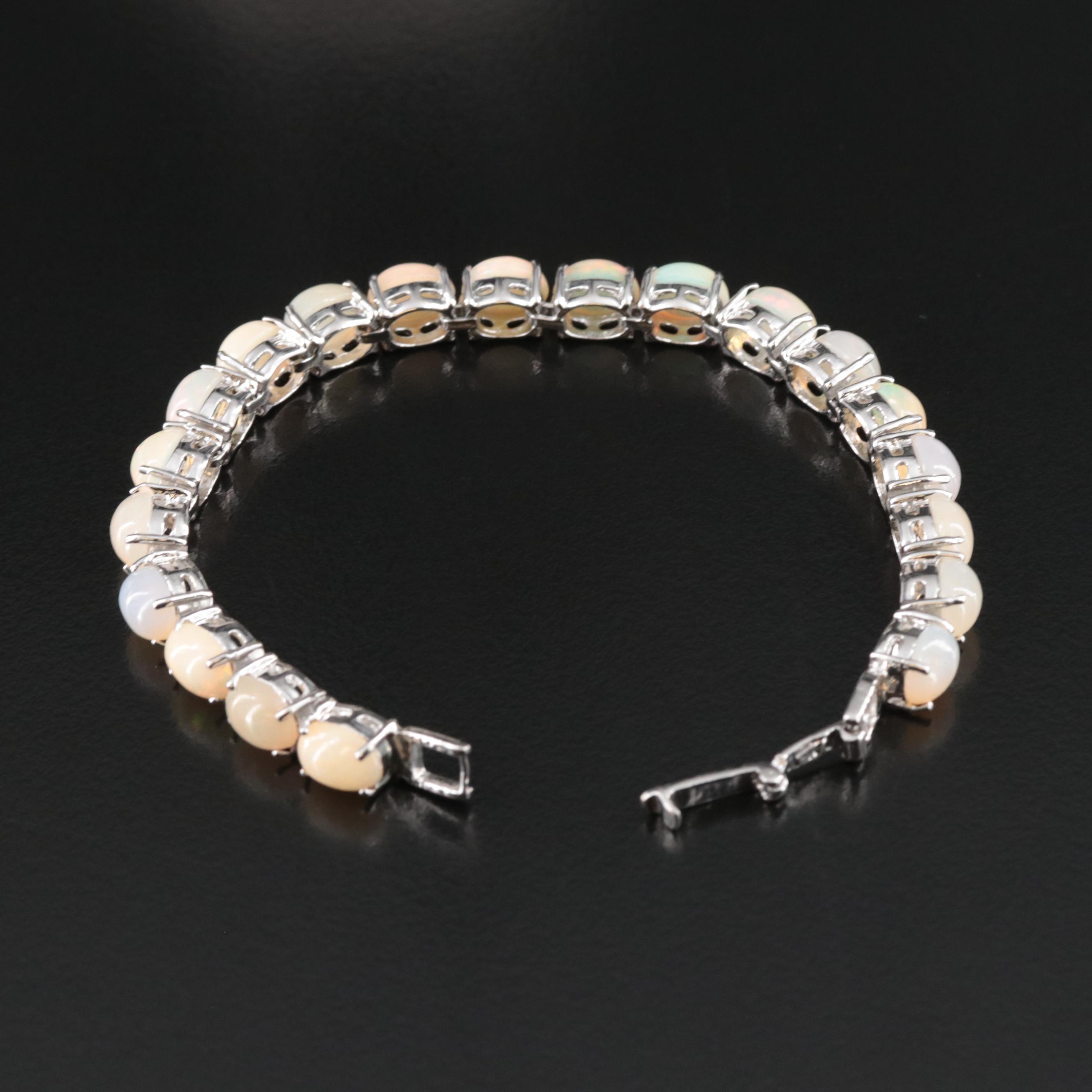 Sterling Opal Line Bracelet