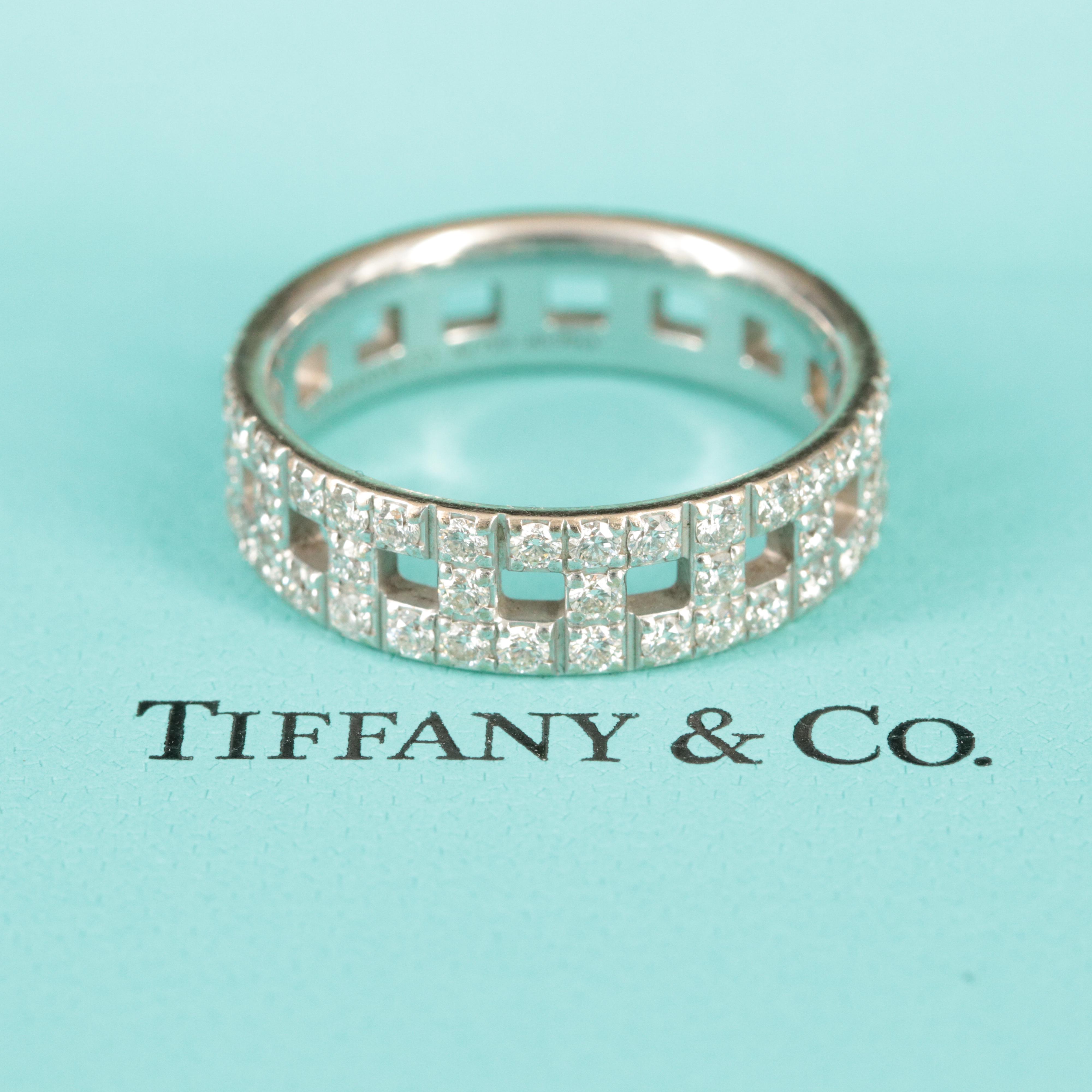 Tiffany & Co. "Tiffany True" 18K  0.99 CTW Diamond T Band