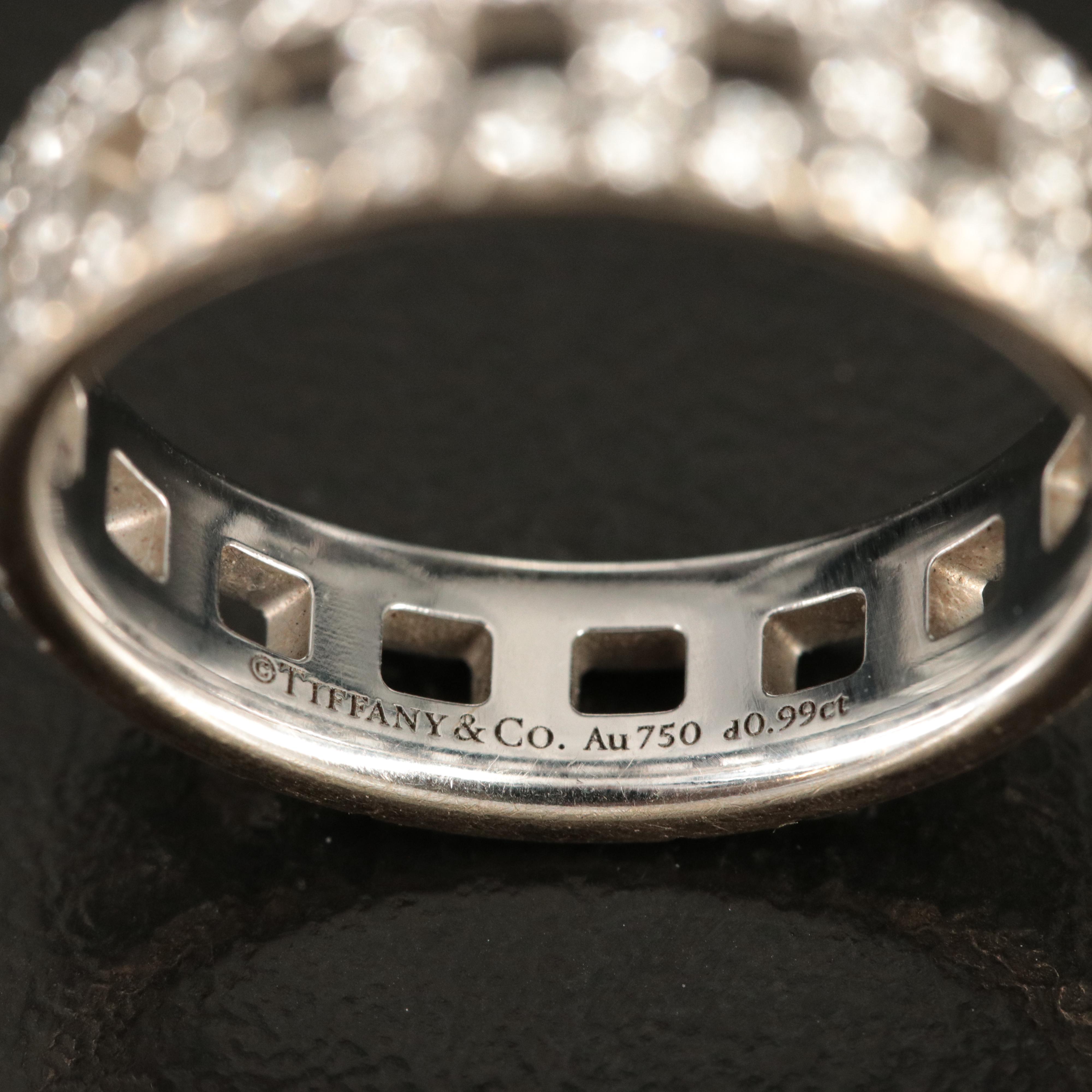 Tiffany & Co. "Tiffany True" 18K  0.99 CTW Diamond T Band