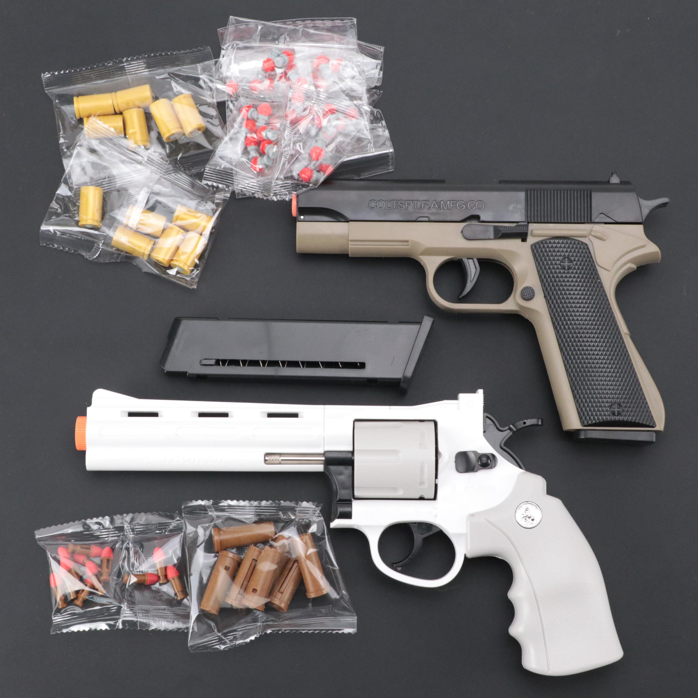 Tehoosen Colt Style Airsoft Revolver with Colt Toy Pistol Soft Rounds