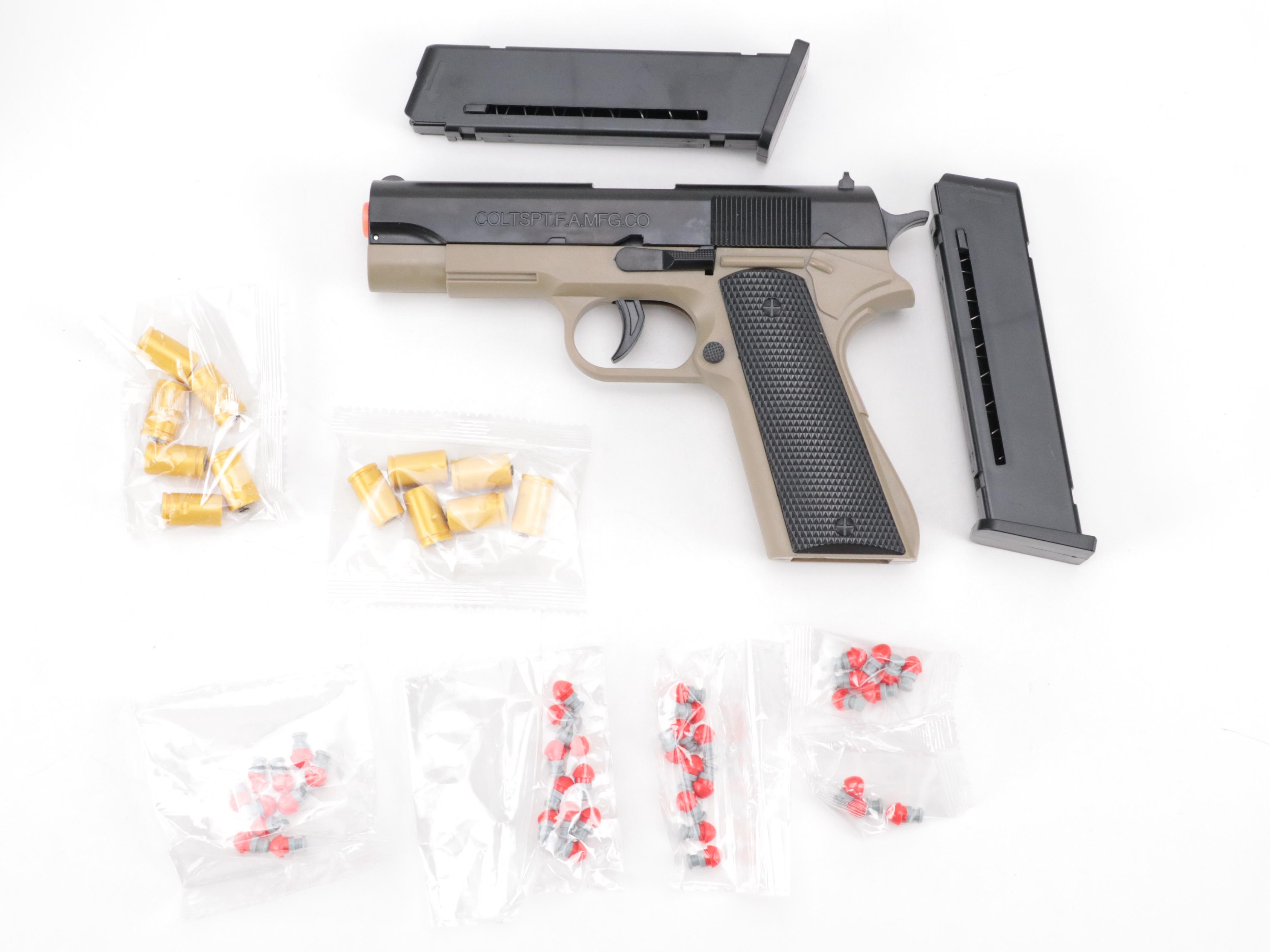 Tehoosen Colt Style Airsoft Revolver with Colt Toy Pistol Soft Rounds