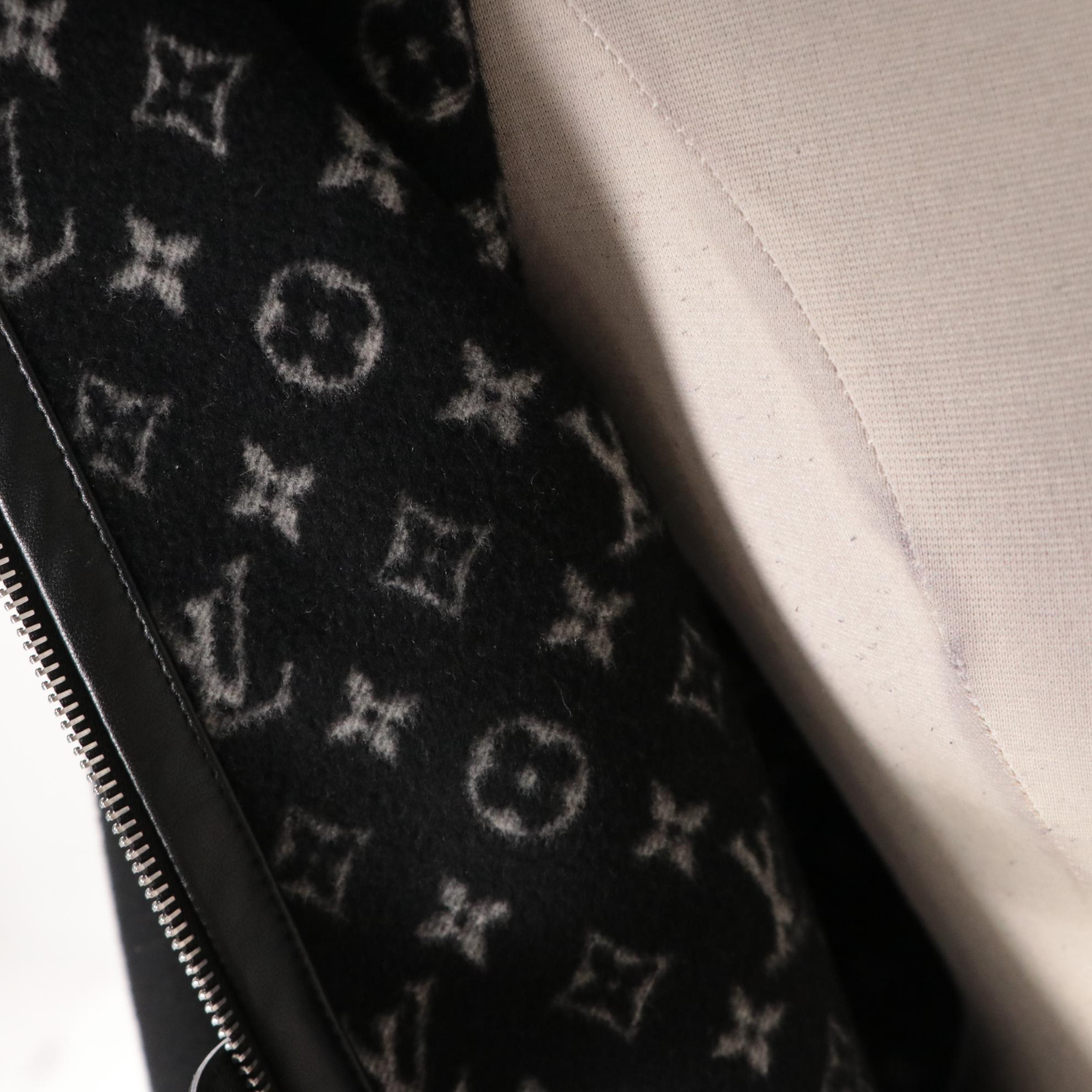 Louis Vuitton Wool and Silk Blend/Monogram Hooded Poncho Cape with Leather Trim