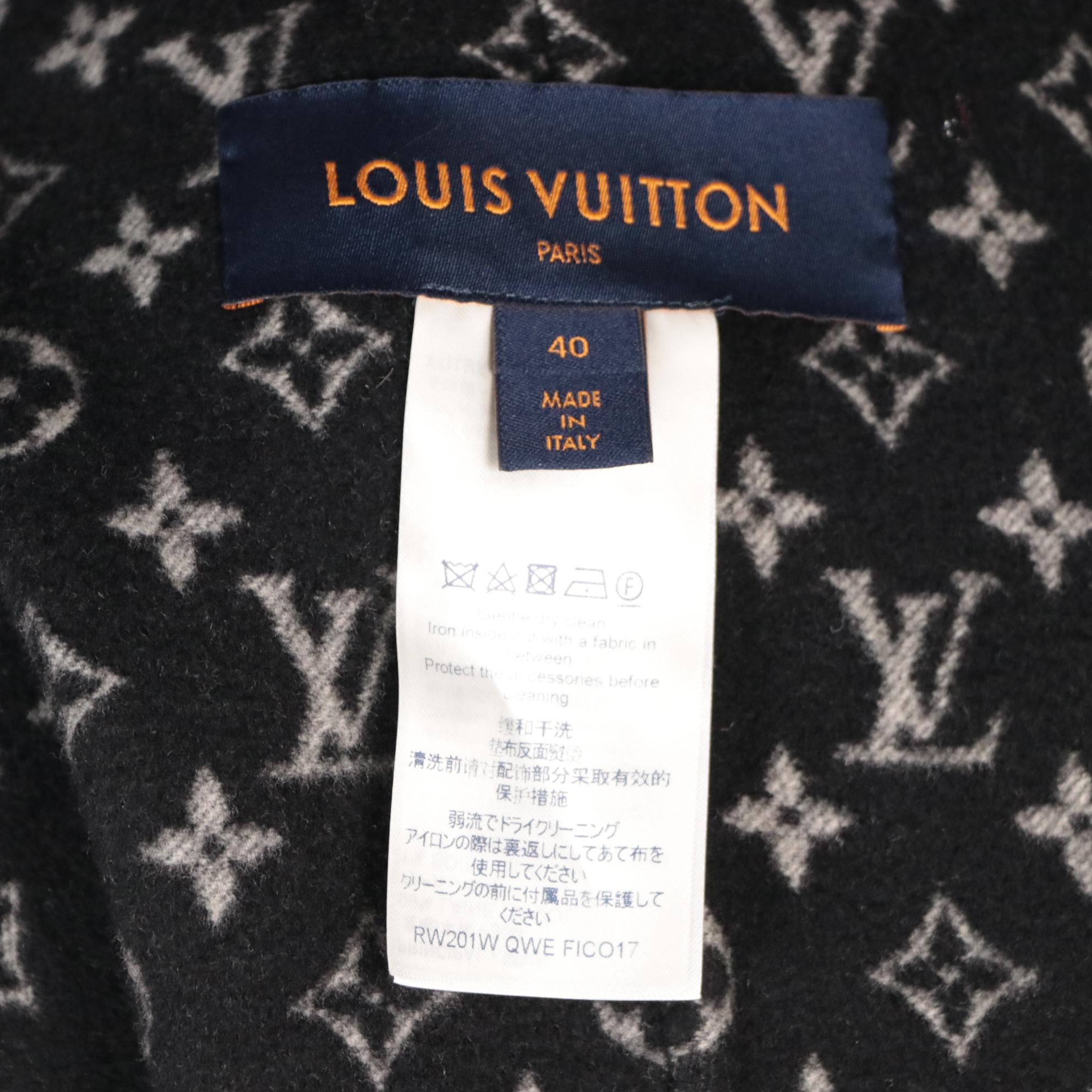 Louis Vuitton Wool and Silk Blend/Monogram Hooded Poncho Cape with Leather Trim