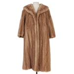 Blonde Mink Coat With Three-Quarter Sleeves and Shawl Collar
