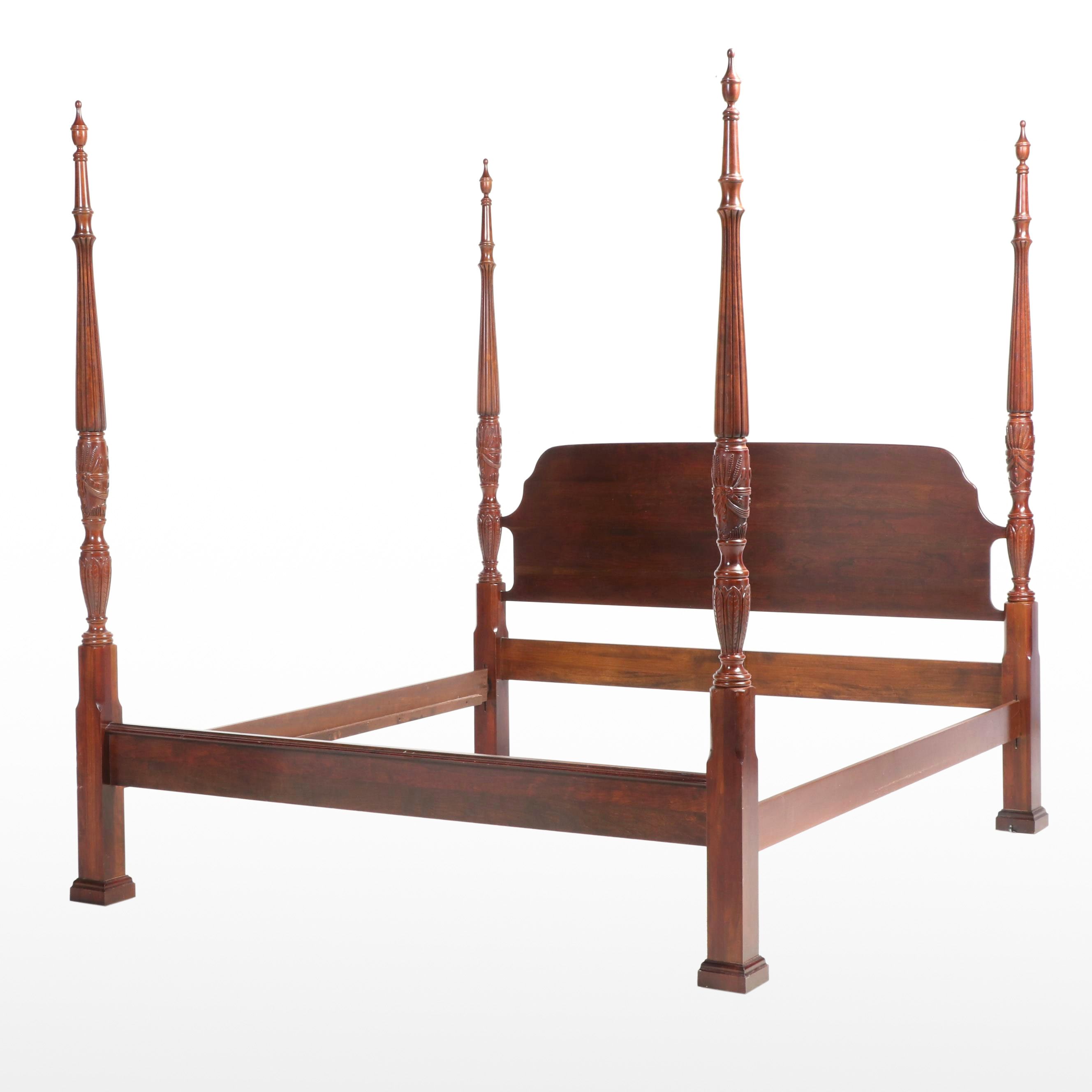 Federal Style Cherrywood King Size Bed Frame, Late 20th Century