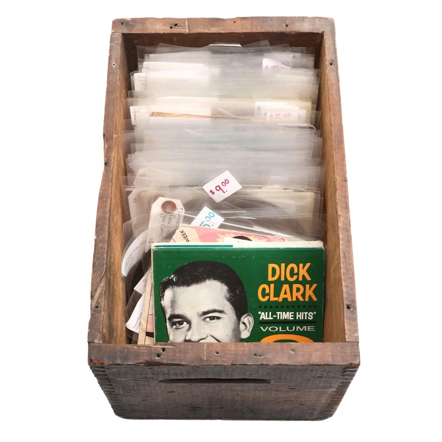 Dick Clark All Time Hits and Other 45 RPM Records in Crate