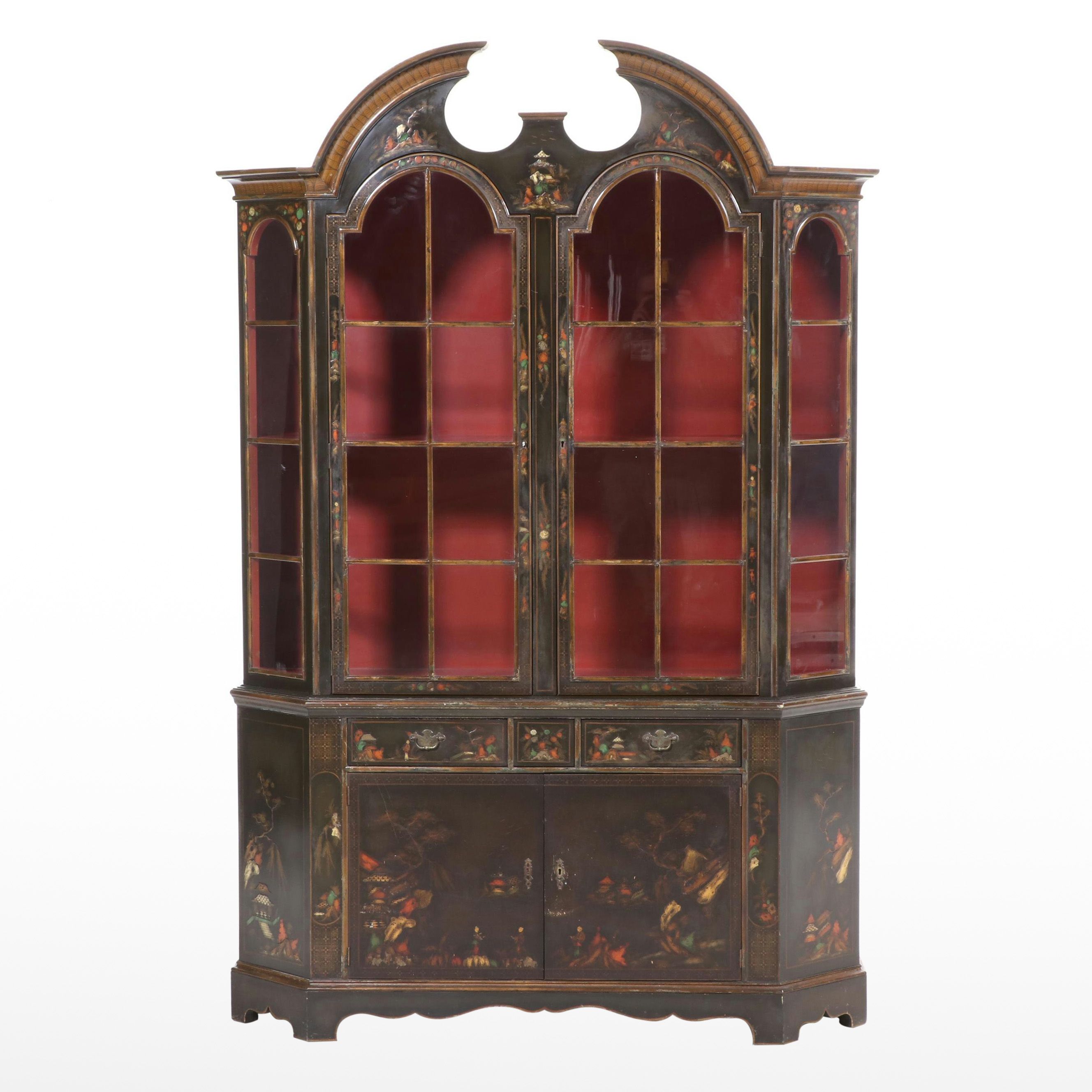 Schmieg & Kotzian Chinoiserie-Decorated Queen Anne Style China Cabinet