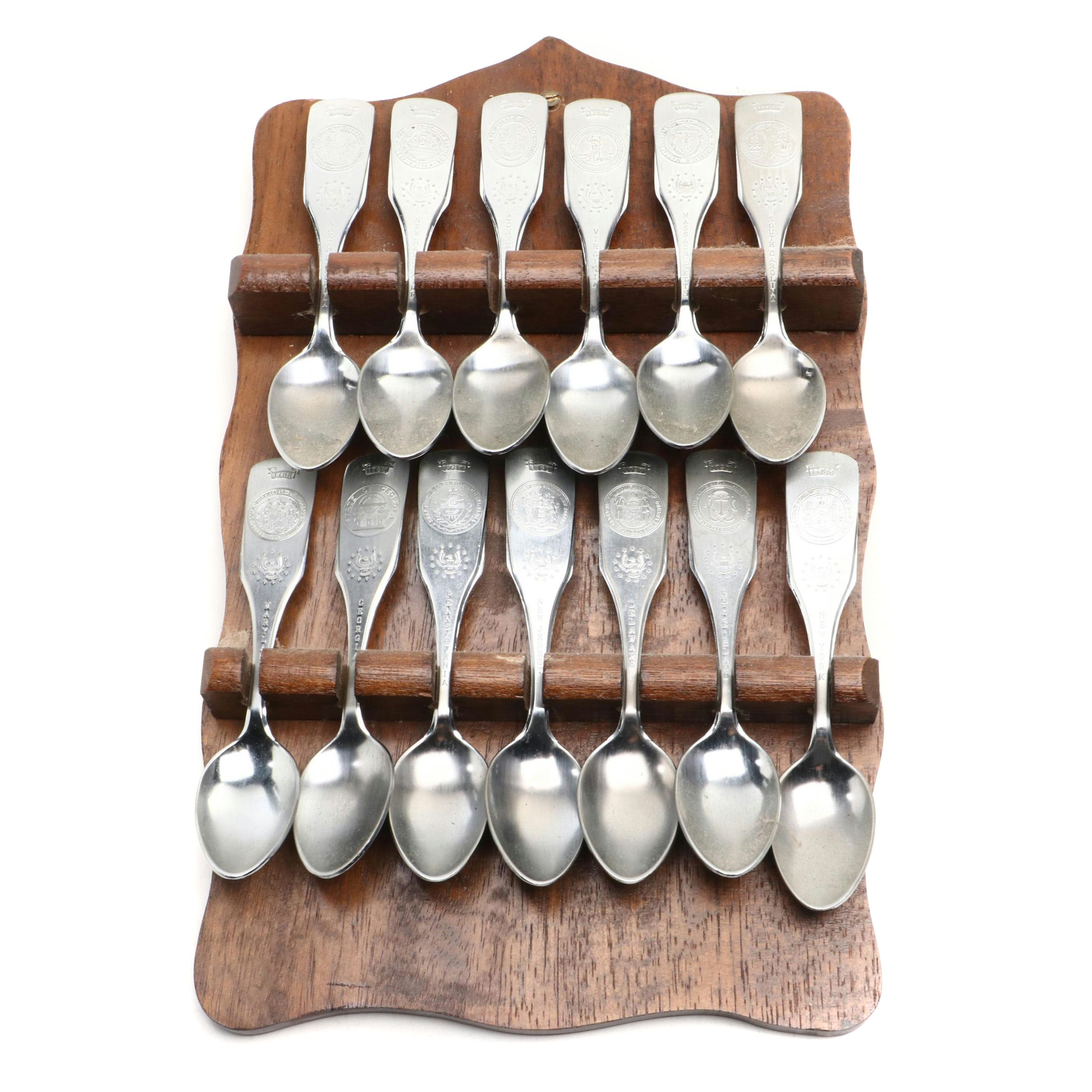 United Silver Co. United States Commemorative Spoons with Rack
