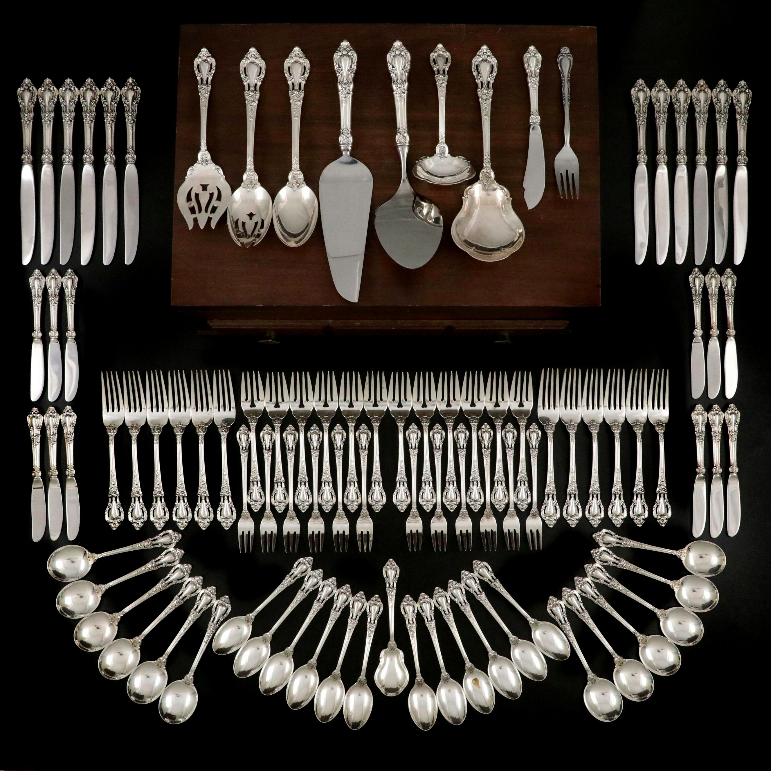 Lunt "Eloquence" Sterling Silver Flatware, Mid to Late 20th C.