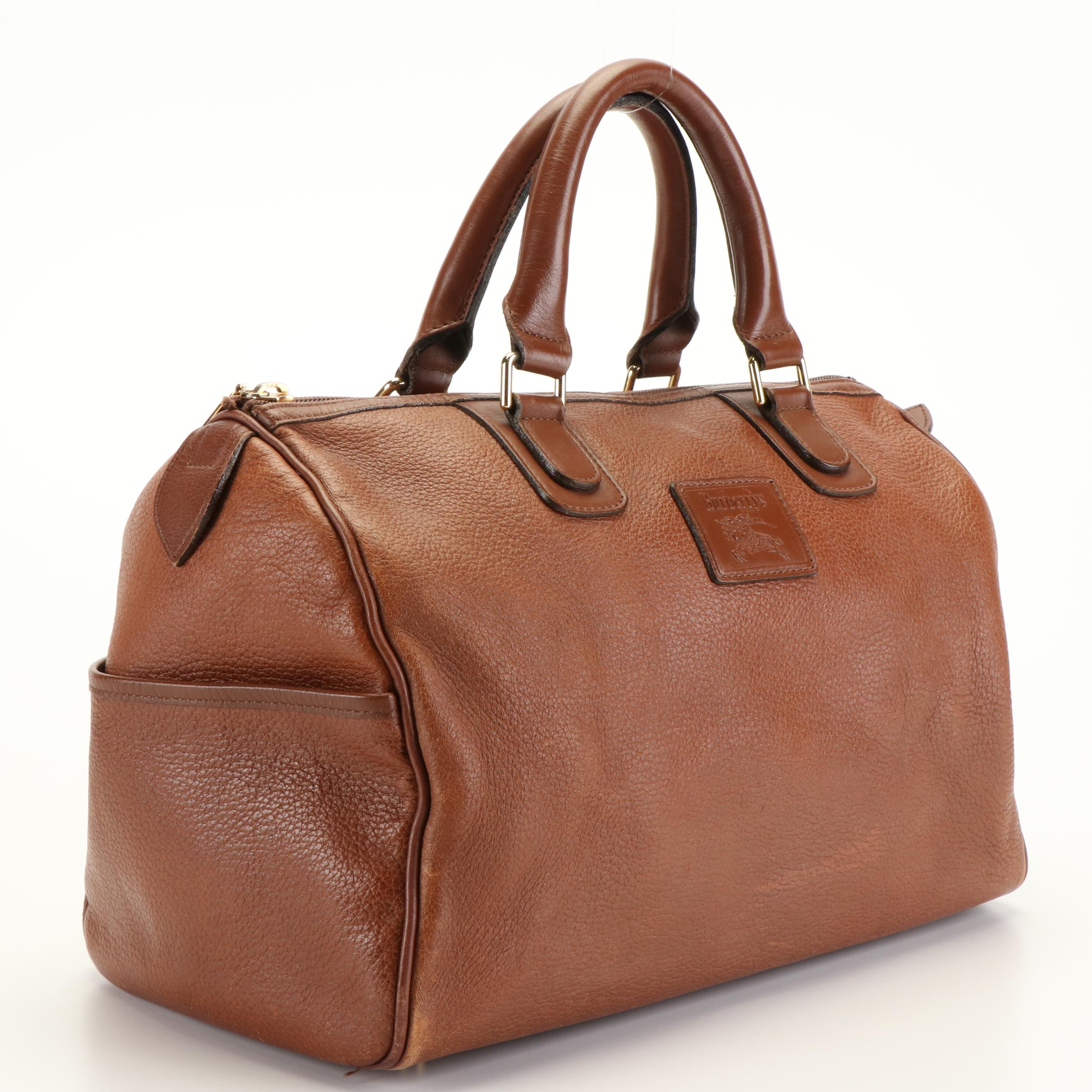 Burberry Brown Leather Boston Bag