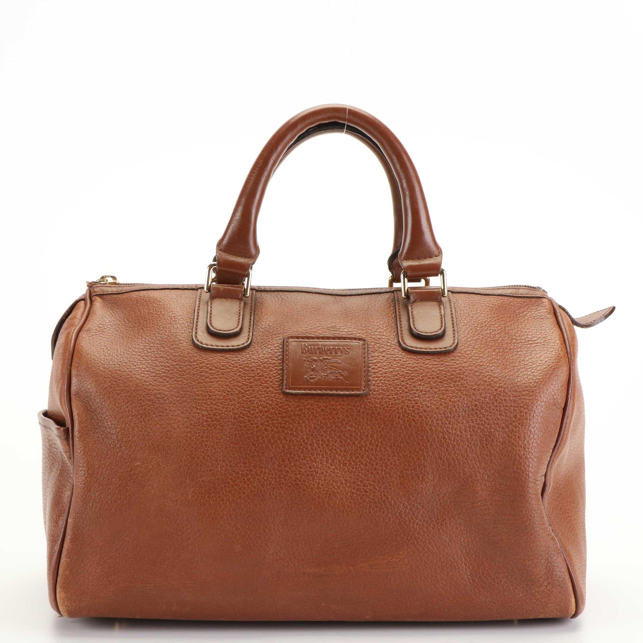 Burberry Brown Leather Boston Bag