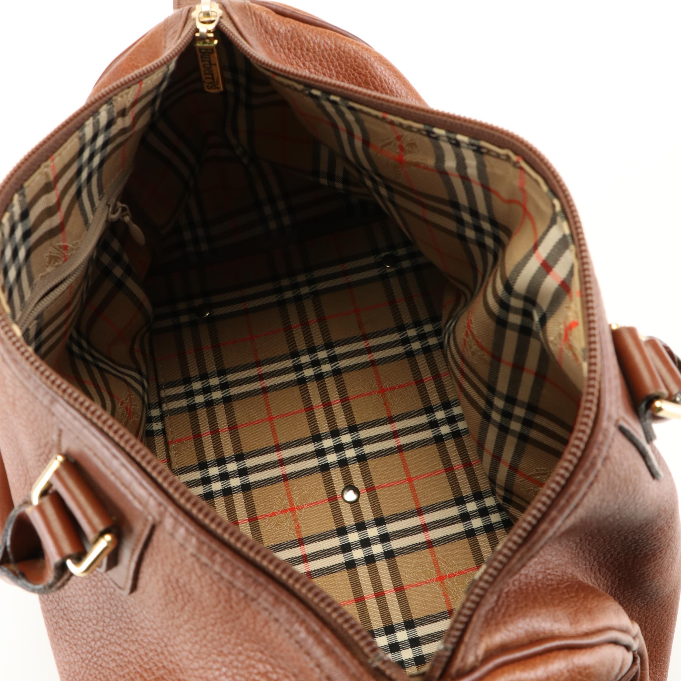 Burberry Brown Leather Boston Bag