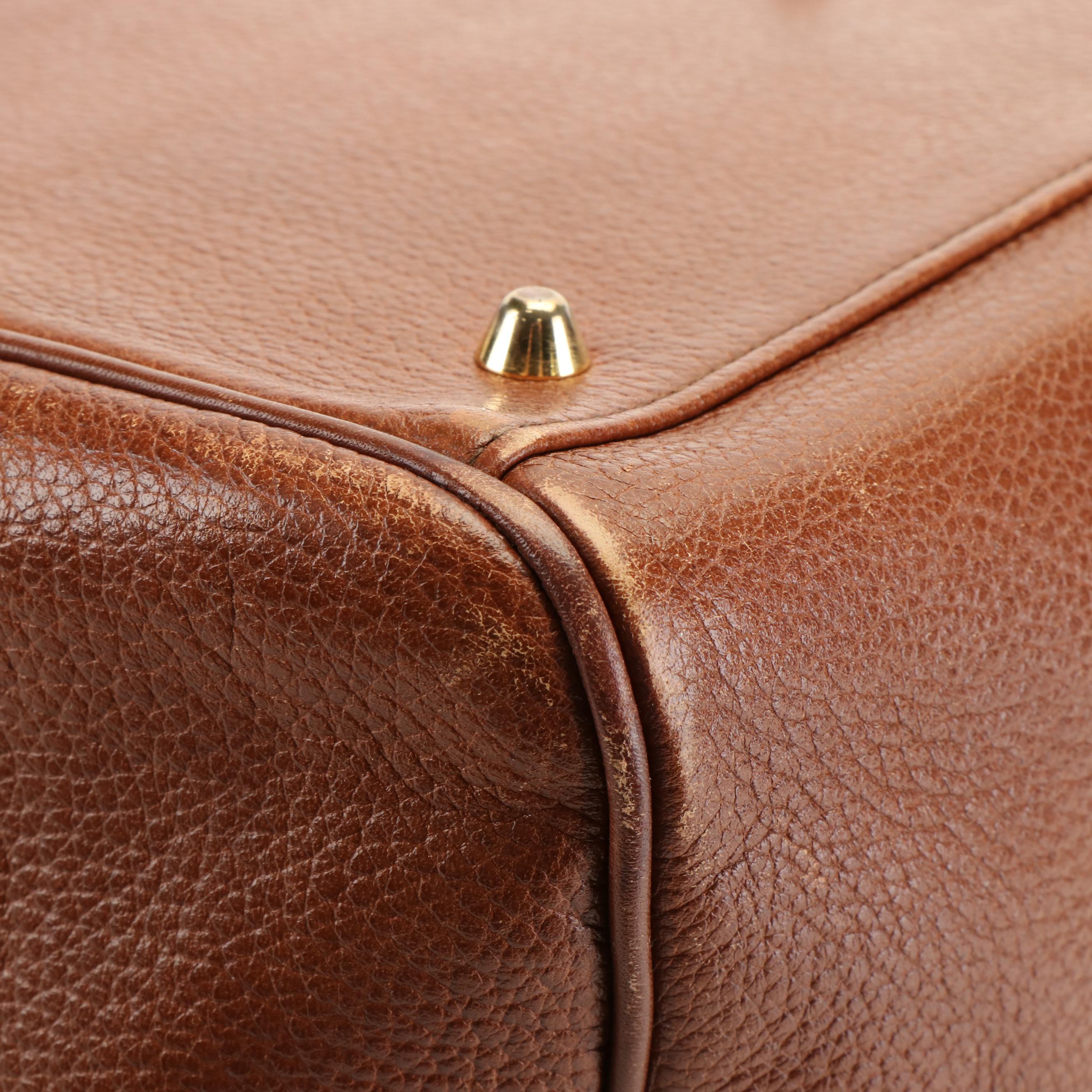 Burberry Brown Leather Boston Bag