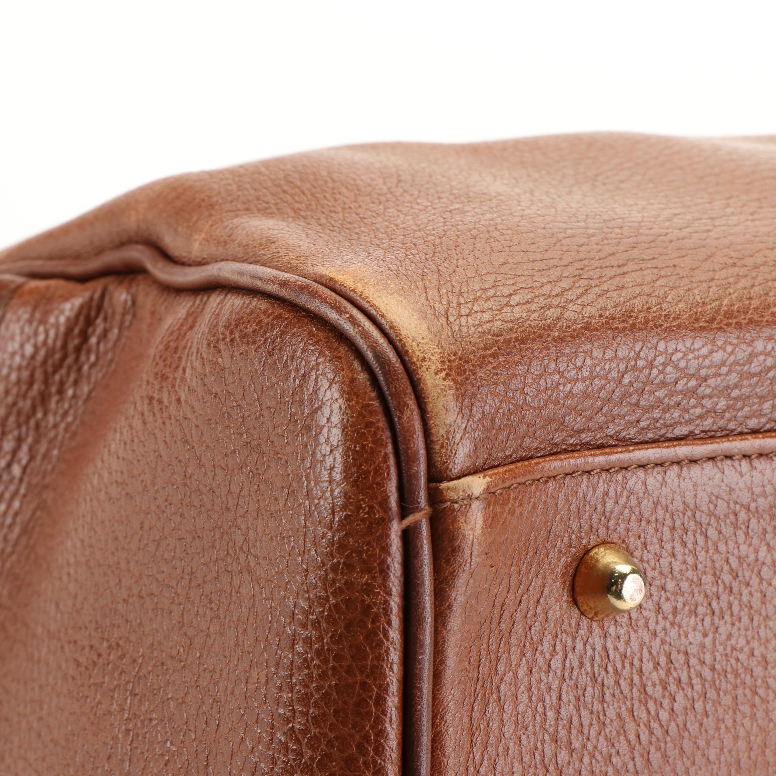 Burberry Brown Leather Boston Bag