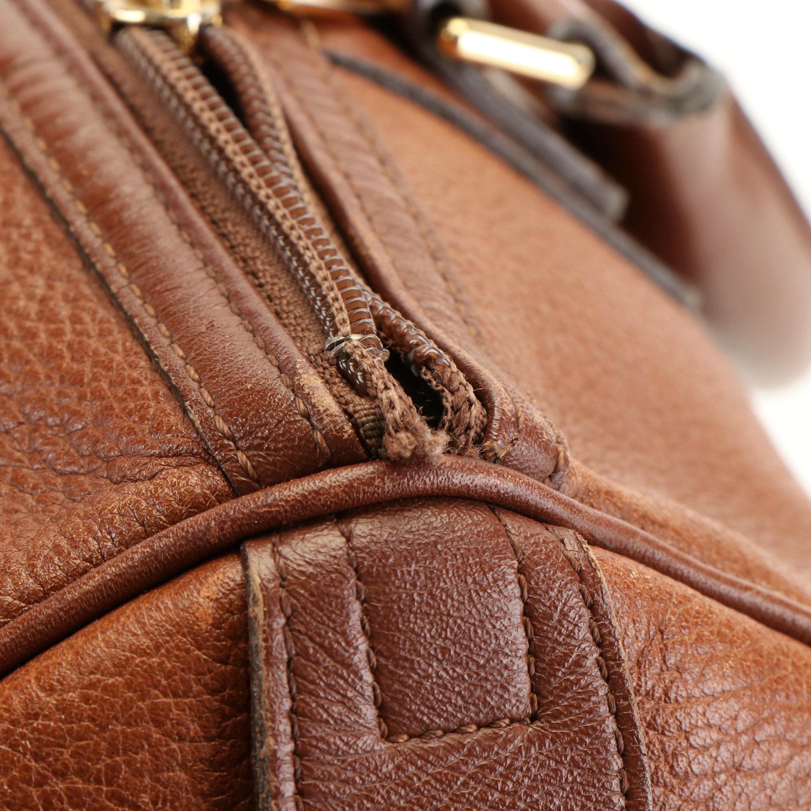 Burberry Brown Leather Boston Bag