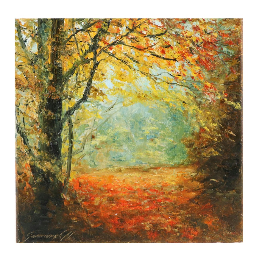 Garncarek Aleksander Forest Landscape Oil Painting "Fesieu," 2024