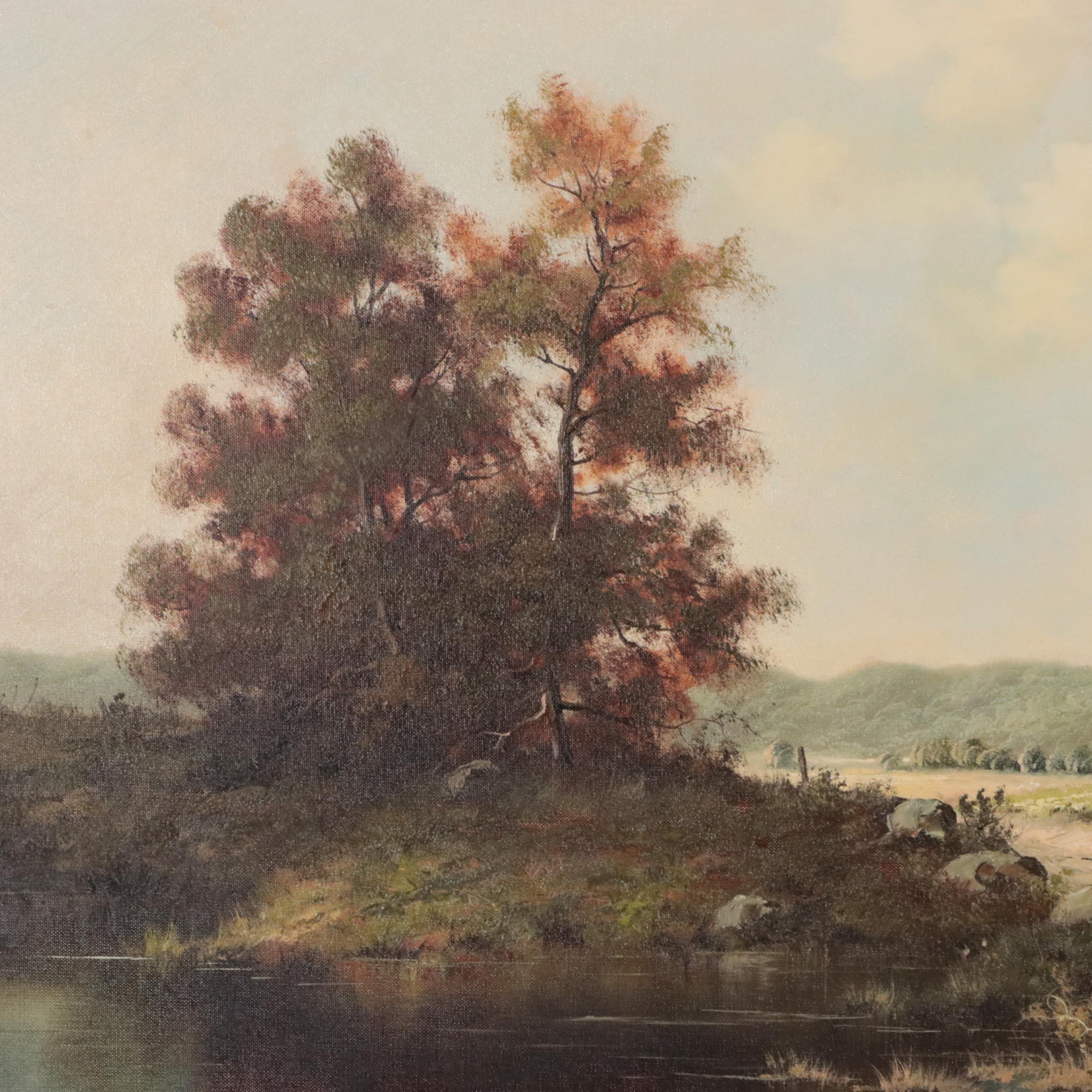 Eleonore Guinther Large-Scale Oil Painting of Rural Landscape