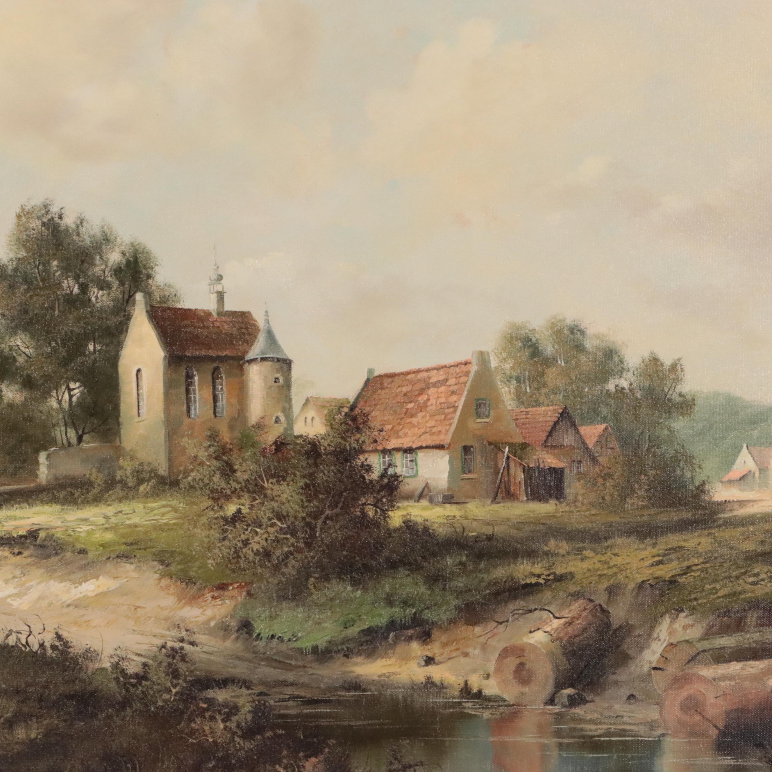 Eleonore Guinther Large-Scale Oil Painting of Rural Landscape