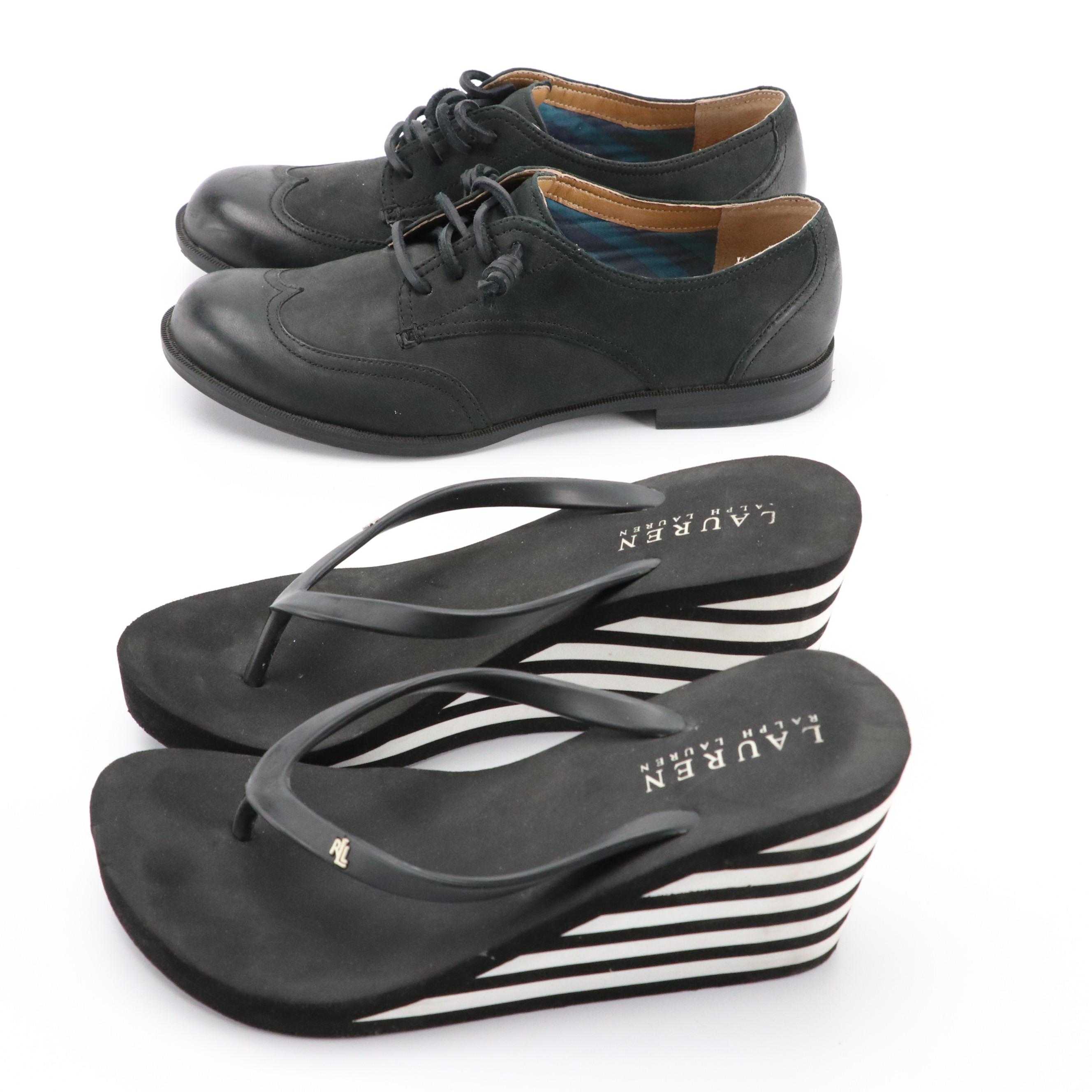 Sperry Leather Loafers, Ralph Lauren Wedge Flip-Flops and Brown Leather Boots