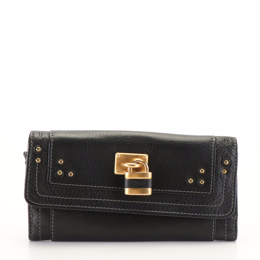 Chloé  Paddington Black Leather Continental Wallet