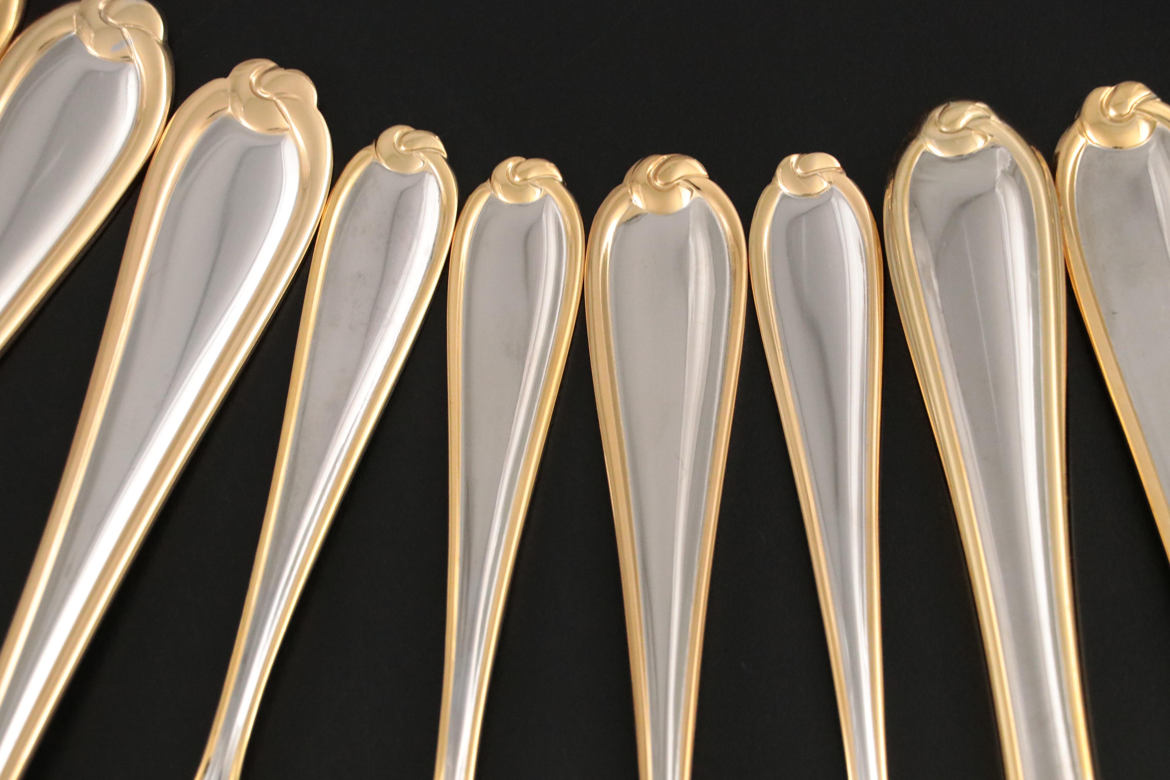 Retroneau "Alton" Stainless Steel, Silver Plate and Gold Plated Flatware Set