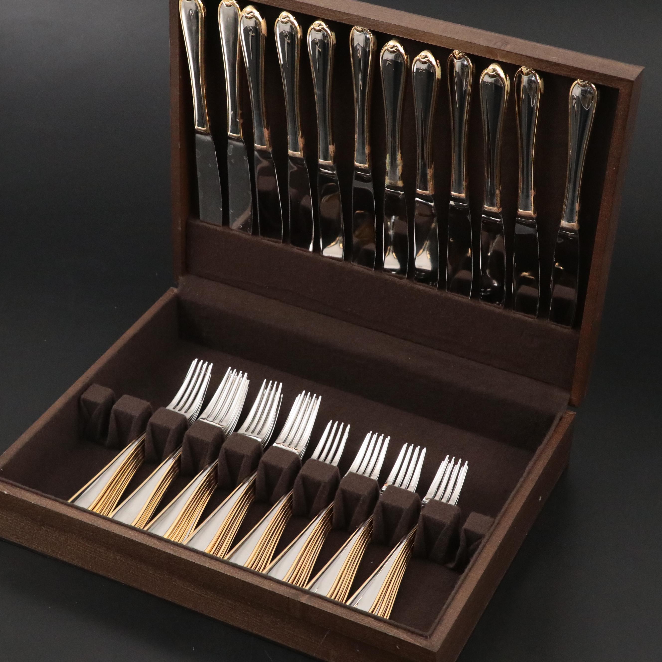 Retroneau "Alton" Stainless Steel, Silver Plate and Gold Plated Flatware Set