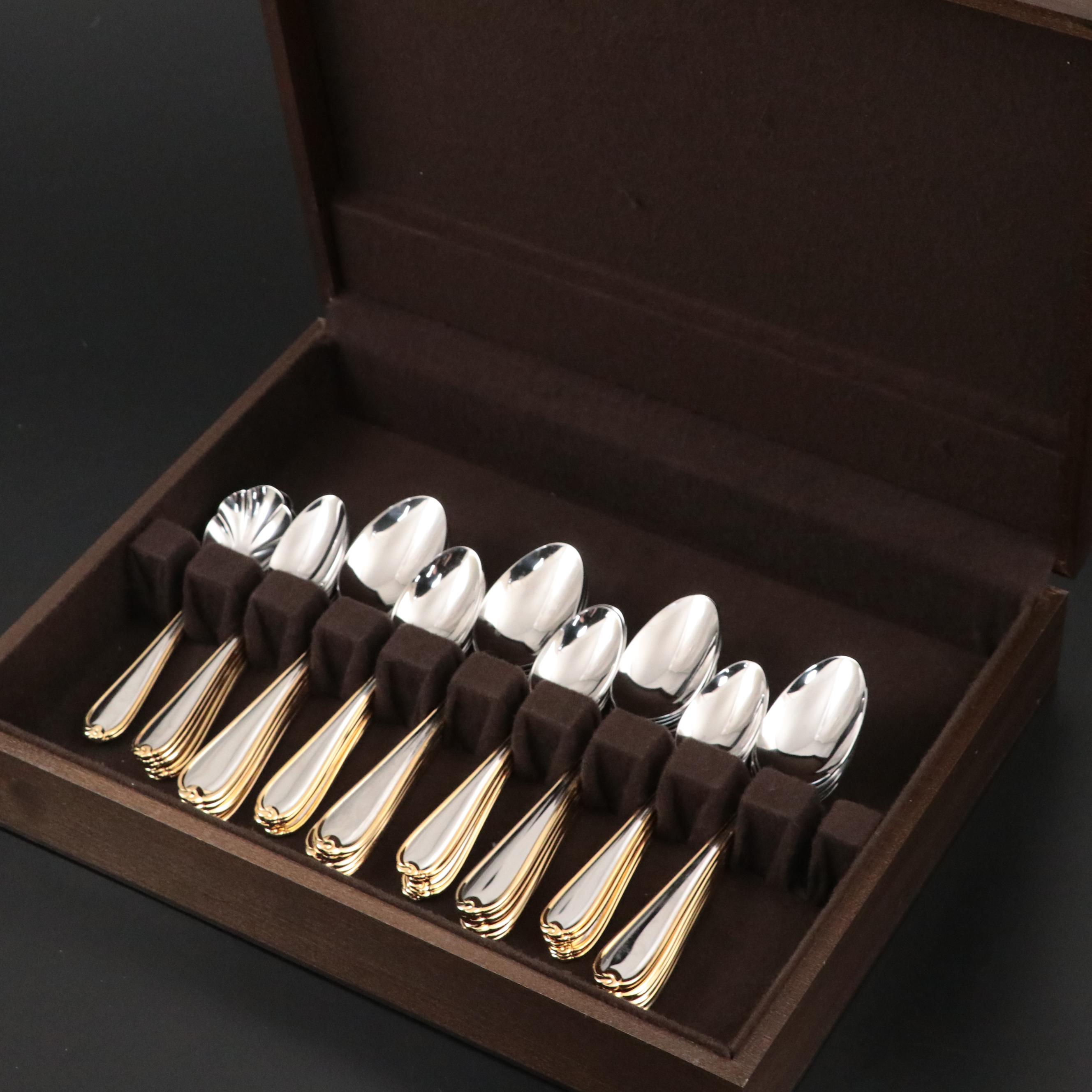 Retroneau "Alton" Stainless Steel, Silver Plate and Gold Plated Flatware Set