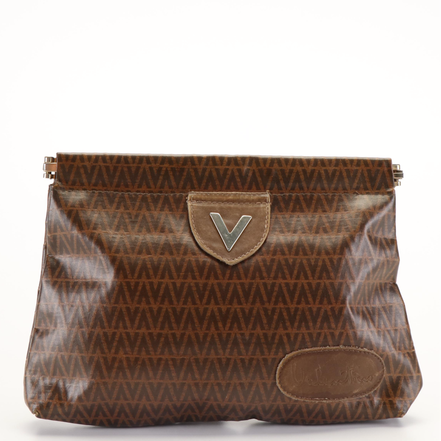 Mario Valentino Clutch Bag in Coated Canvas
