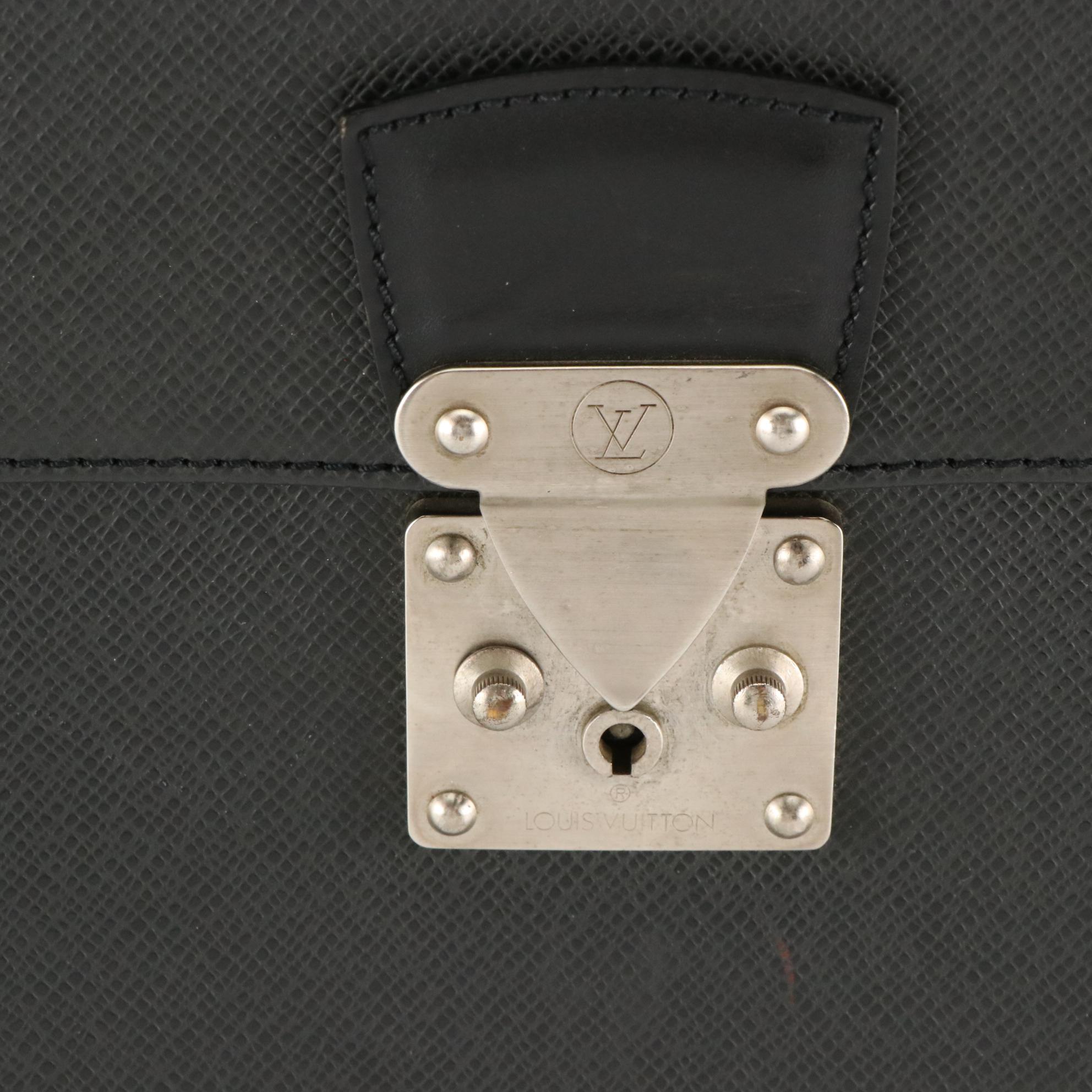 Louis Vuitton Serviette Kourad Briefcase in Black Taiga Leather