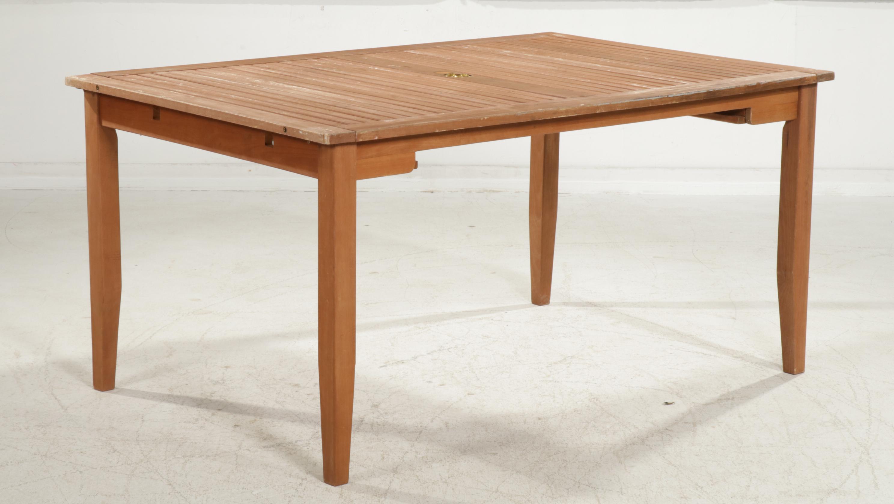 World Market "Senaya" Dining Table, Global Living Teak Folding Chairs Plus Bench