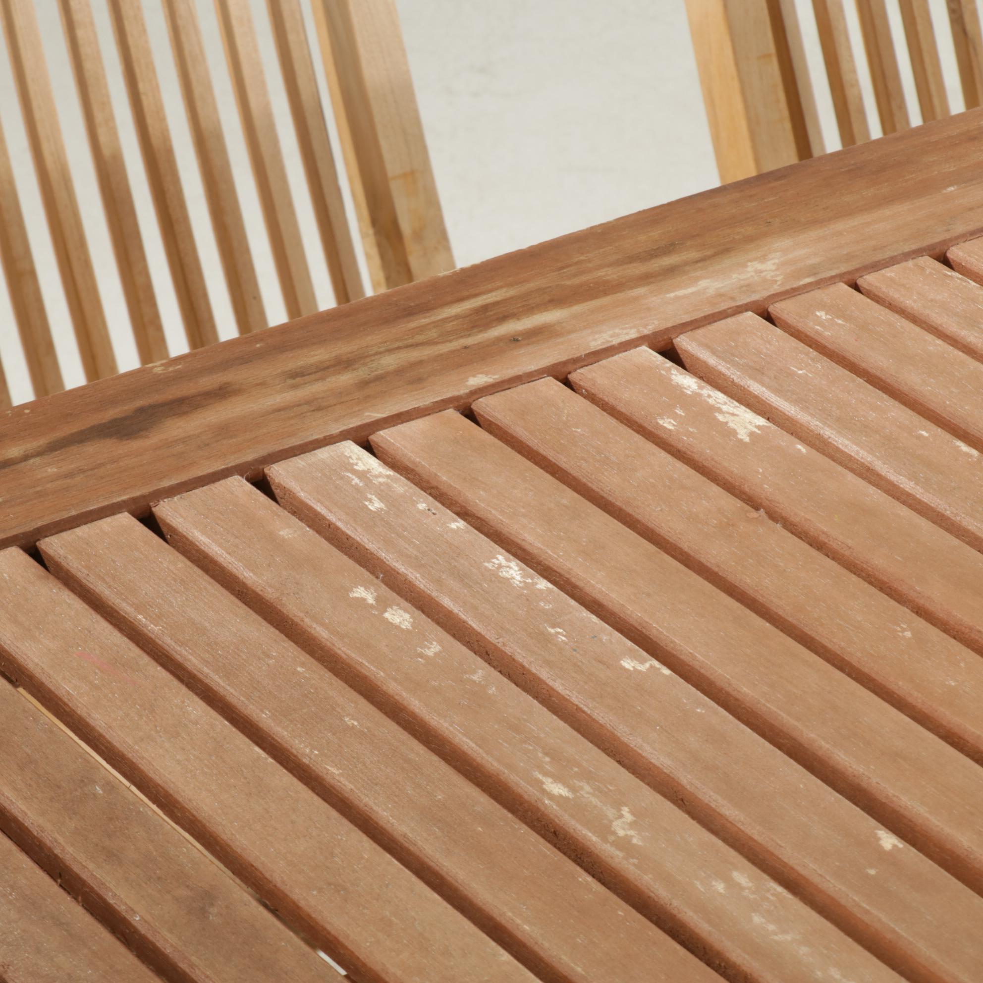 World Market "Senaya" Dining Table, Global Living Teak Folding Chairs Plus Bench