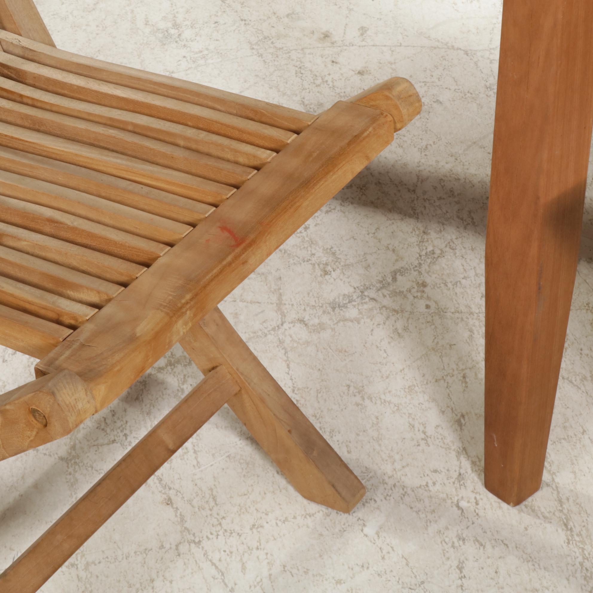 World Market "Senaya" Dining Table, Global Living Teak Folding Chairs Plus Bench