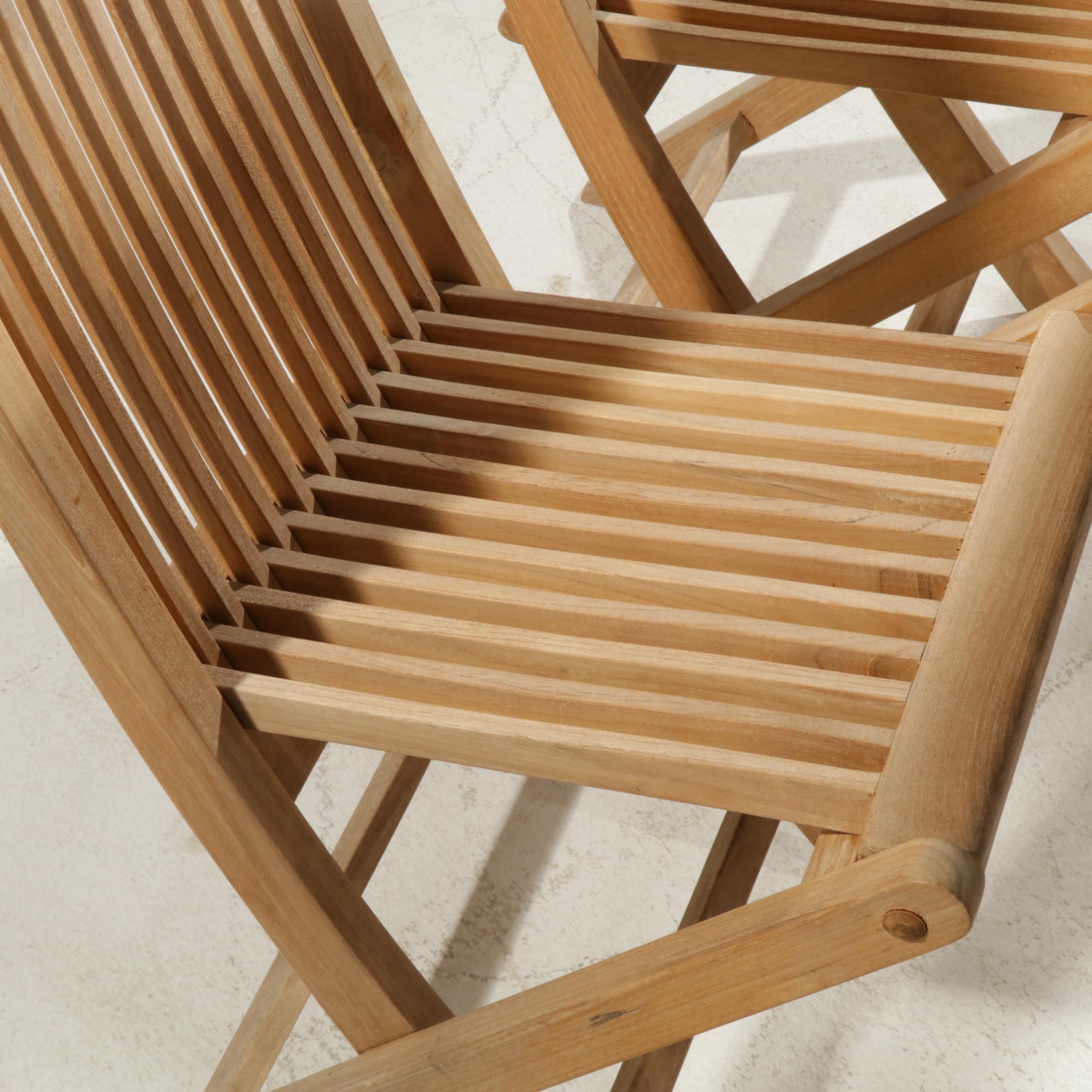 World Market "Senaya" Dining Table, Global Living Teak Folding Chairs Plus Bench