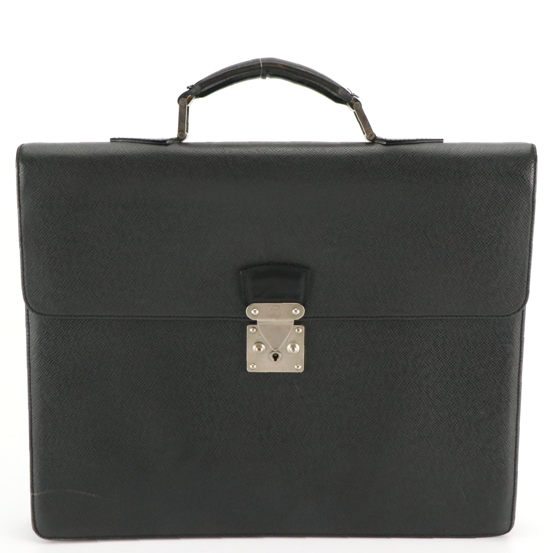 Louis Vuitton Serviette Kourad Briefcase in Black Taiga Leather